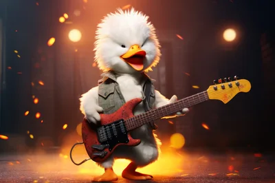 Rock Star Duck Playing Electric Guitar