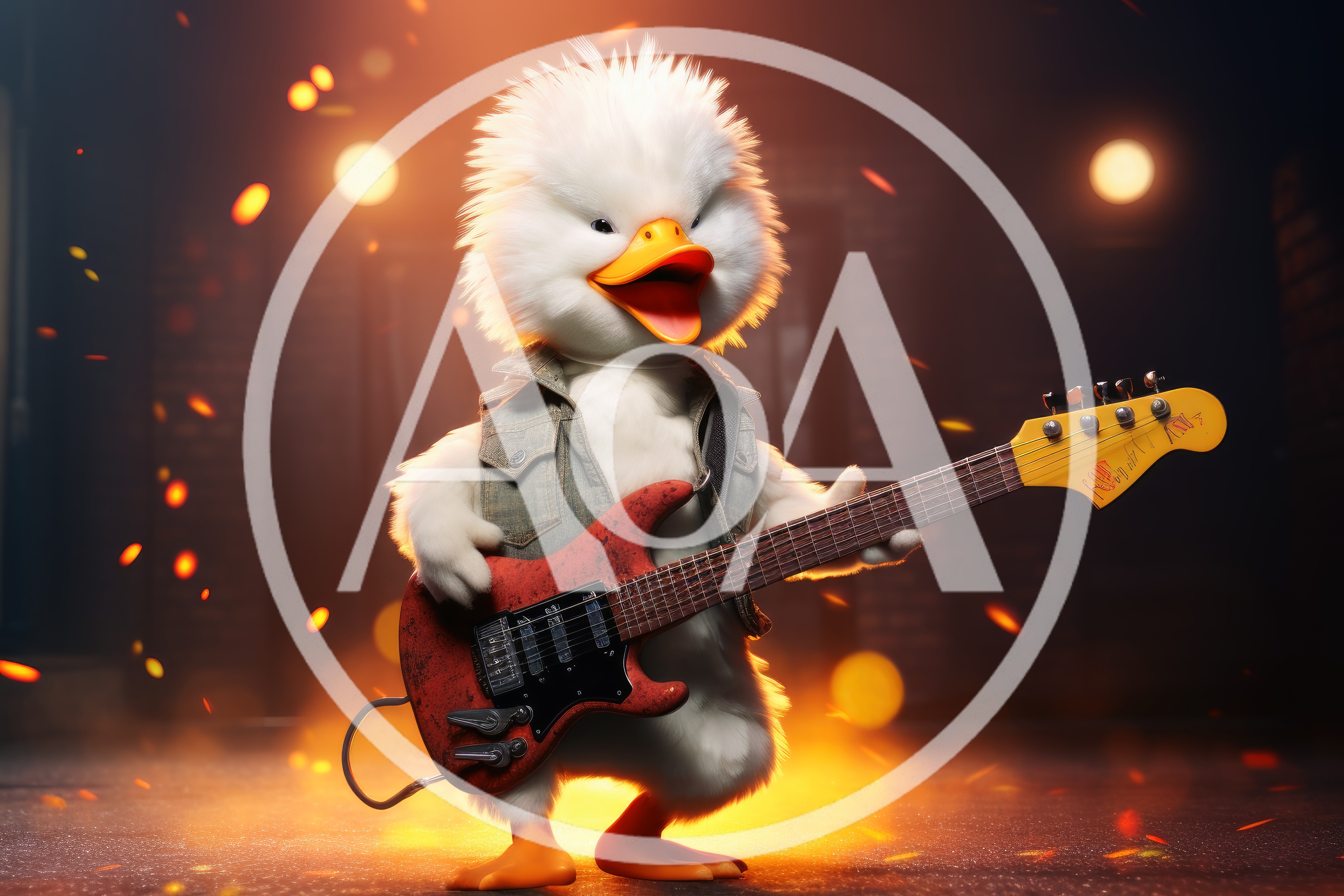 Rock Star Duck Playing Electric Guitar