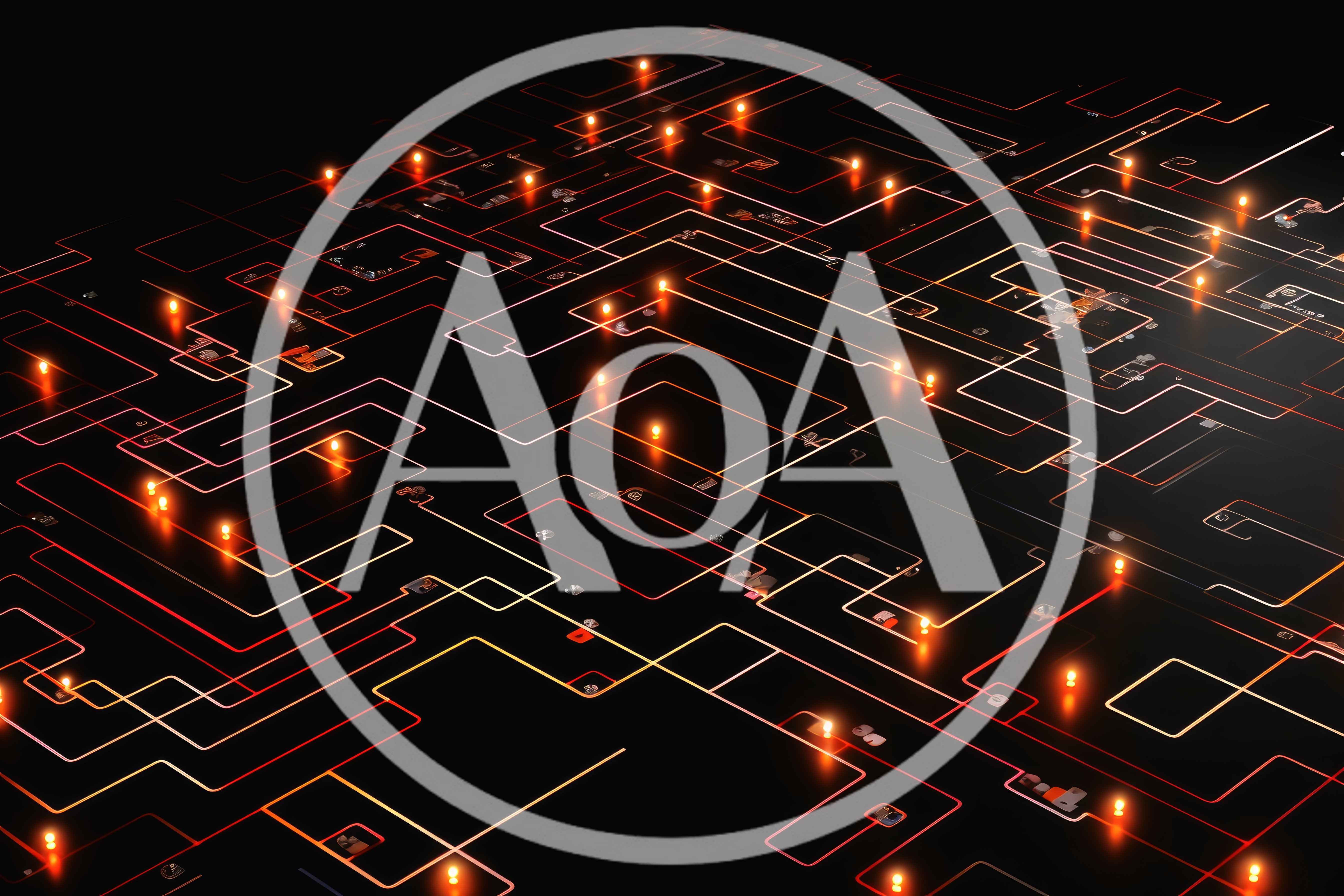 Abstract Digital Circuit Board With Glowing Data Pathways