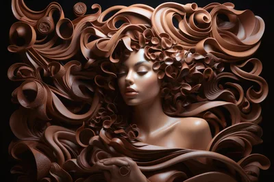 Surreal Portrait Of A Woman Sculpted From Liquid Chocolate