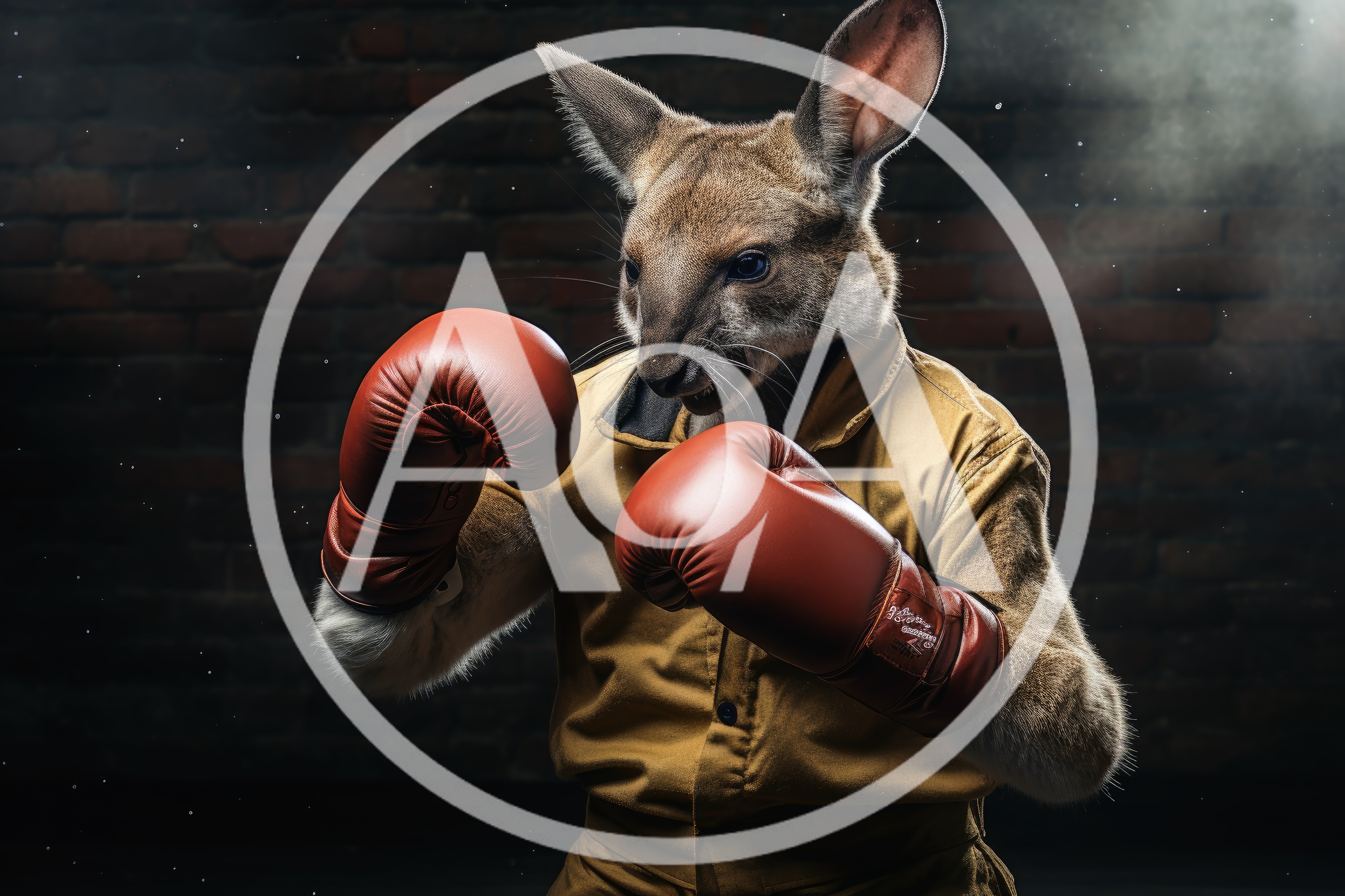 Anthropomorphic Kangaroo Boxer In A Dark Brick Gym
