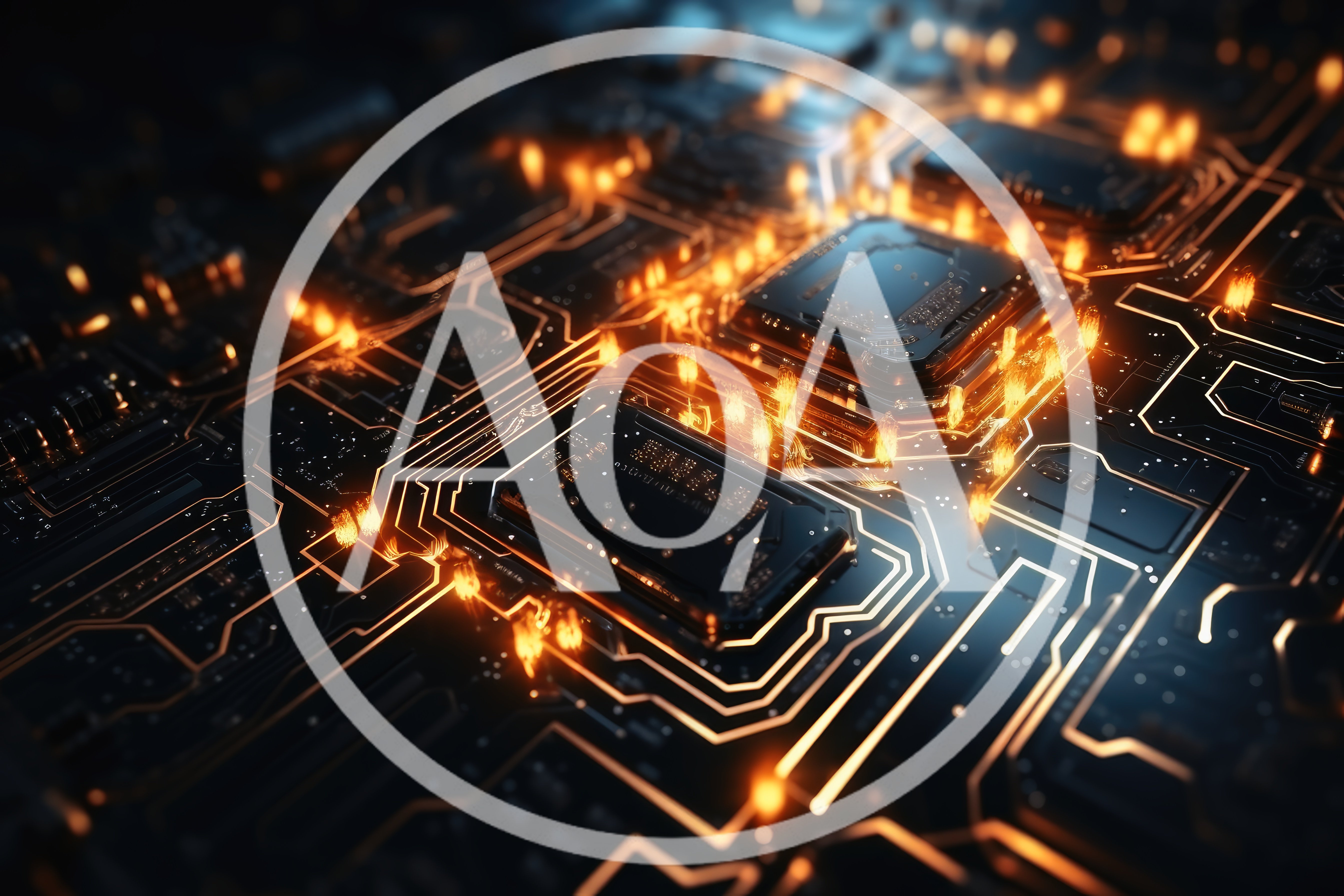 Futuristic Microchip Processor On A Glowing Circuit Board