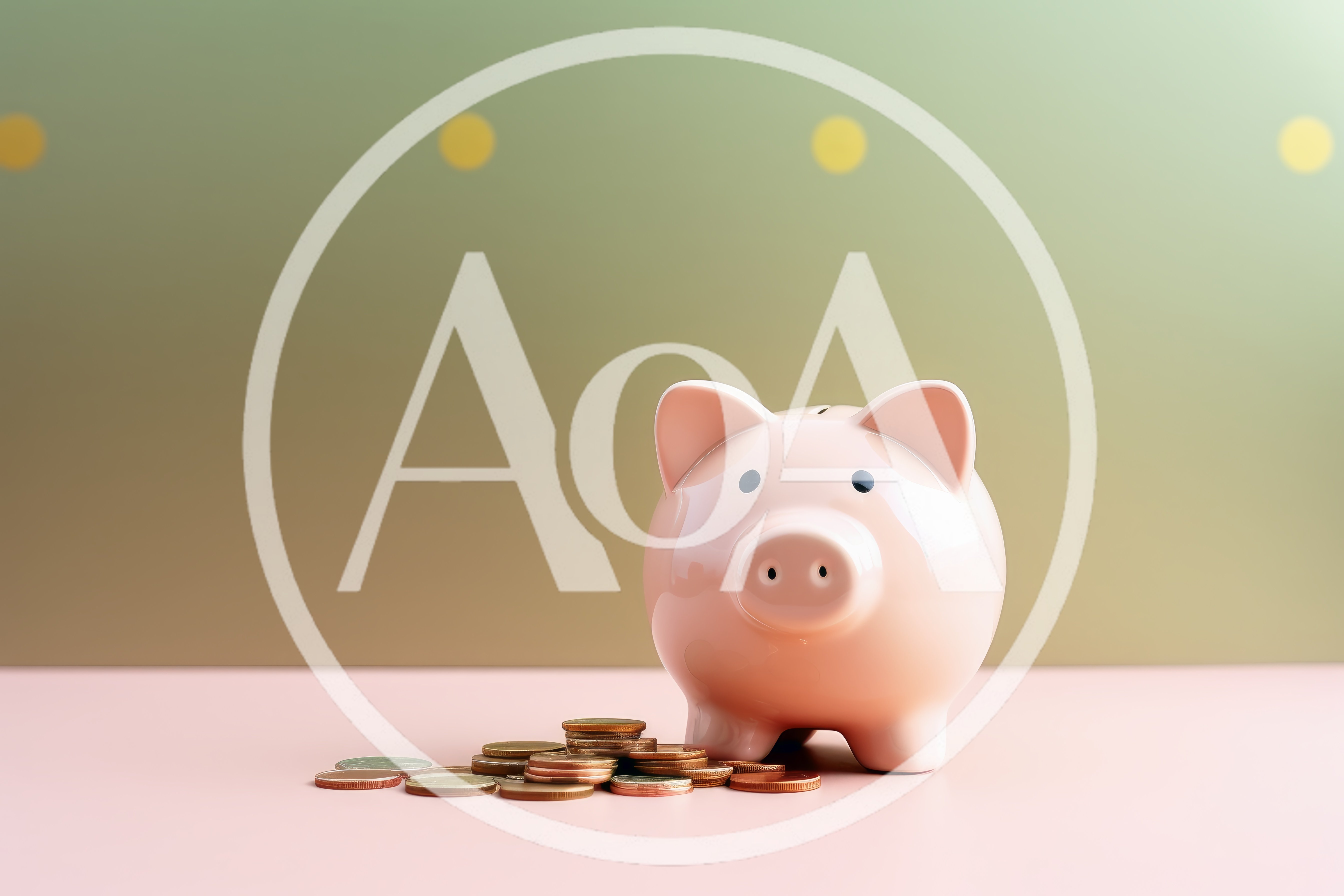 Pink Piggy Bank With A Pile Of Coins