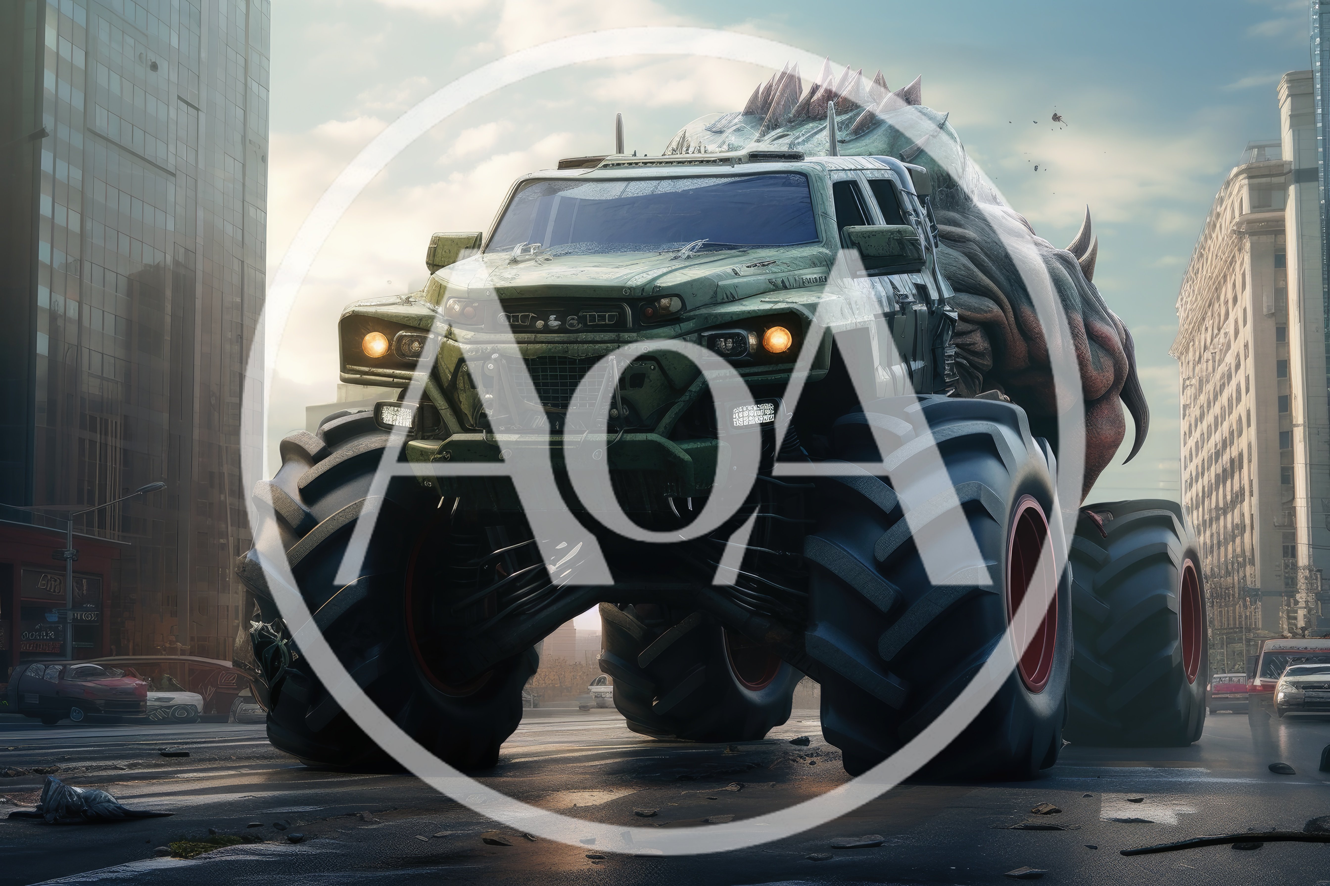 Monster Truck Carrying A Spiky Alien Creature