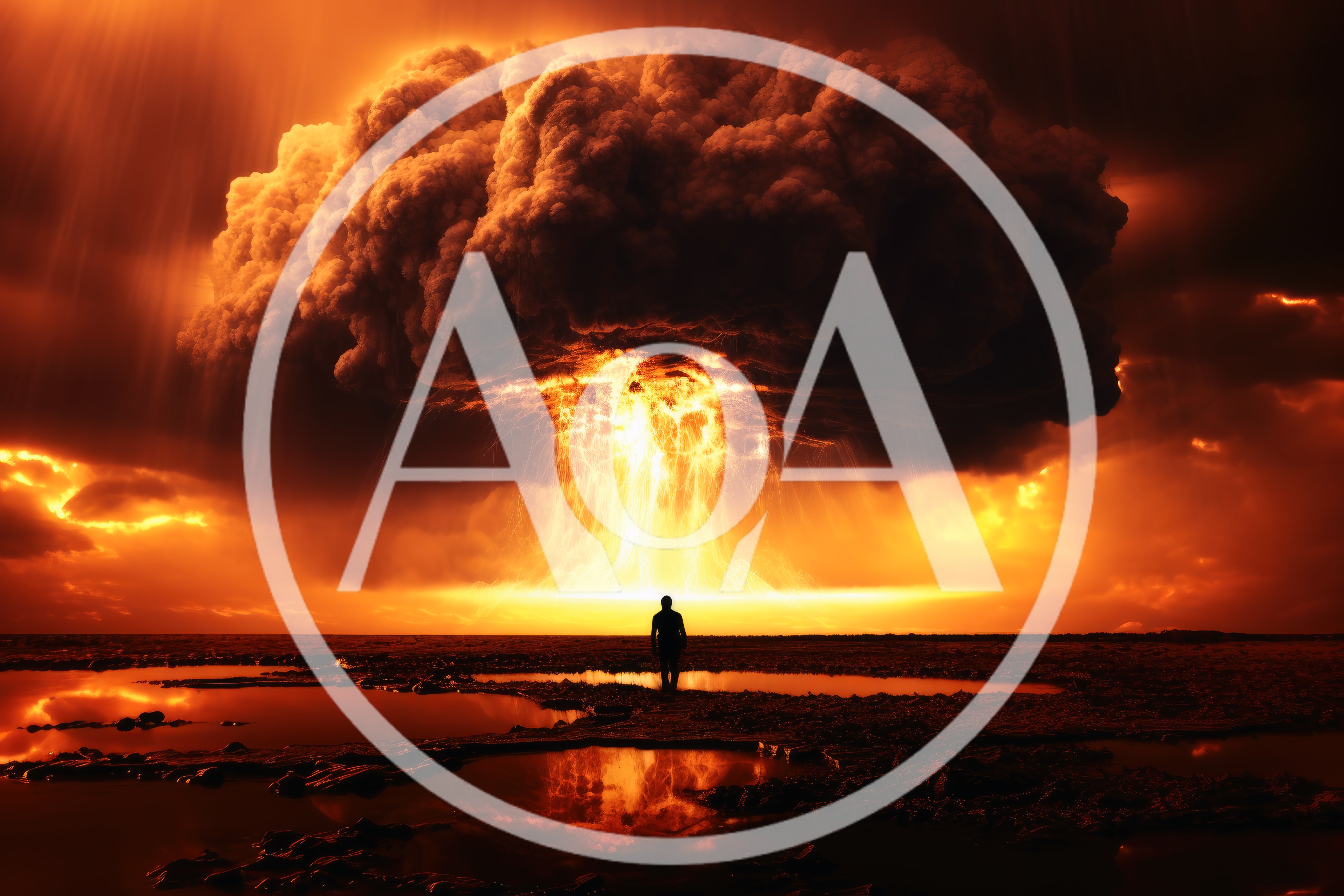 Silhouette Of A Person Standing Before A Nuclear Explosion