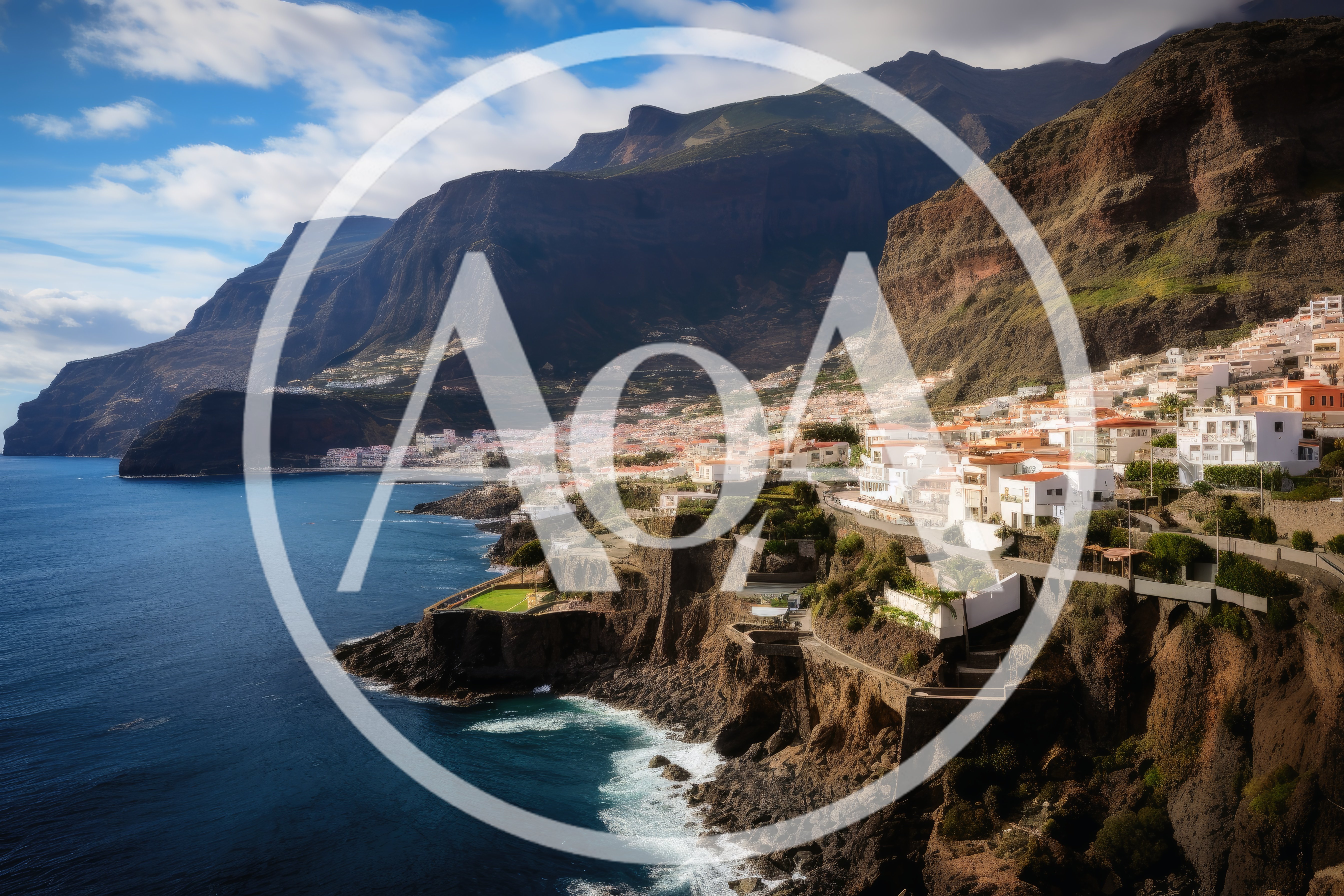 Coastal Town Nestled Beneath Dramatic Cliffs In Madeira