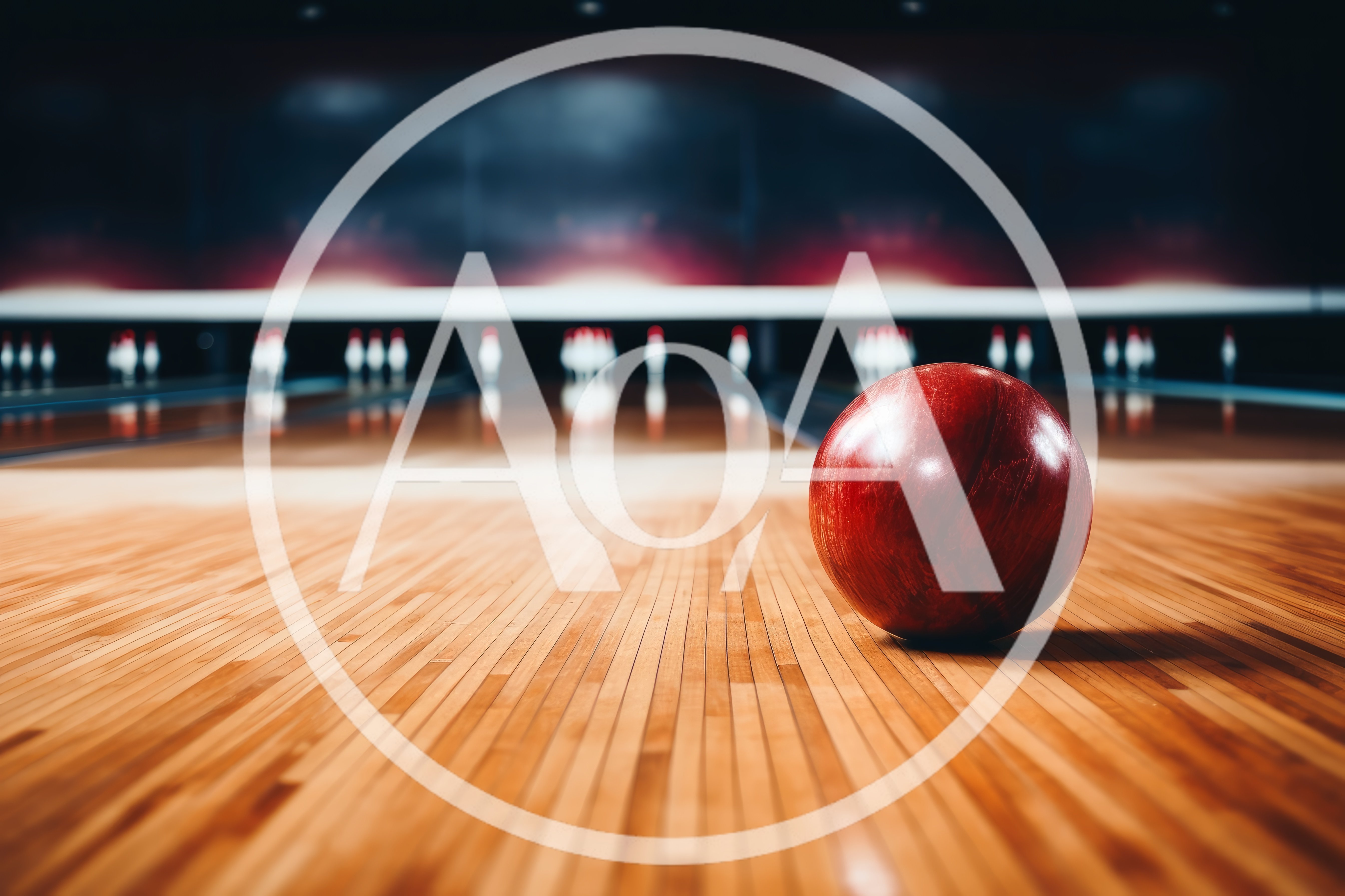 Red Bowling Ball Resting On Wooden Lane