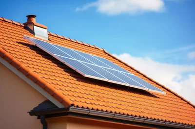 Solar Panels Installed On A Tiled Residential Roof