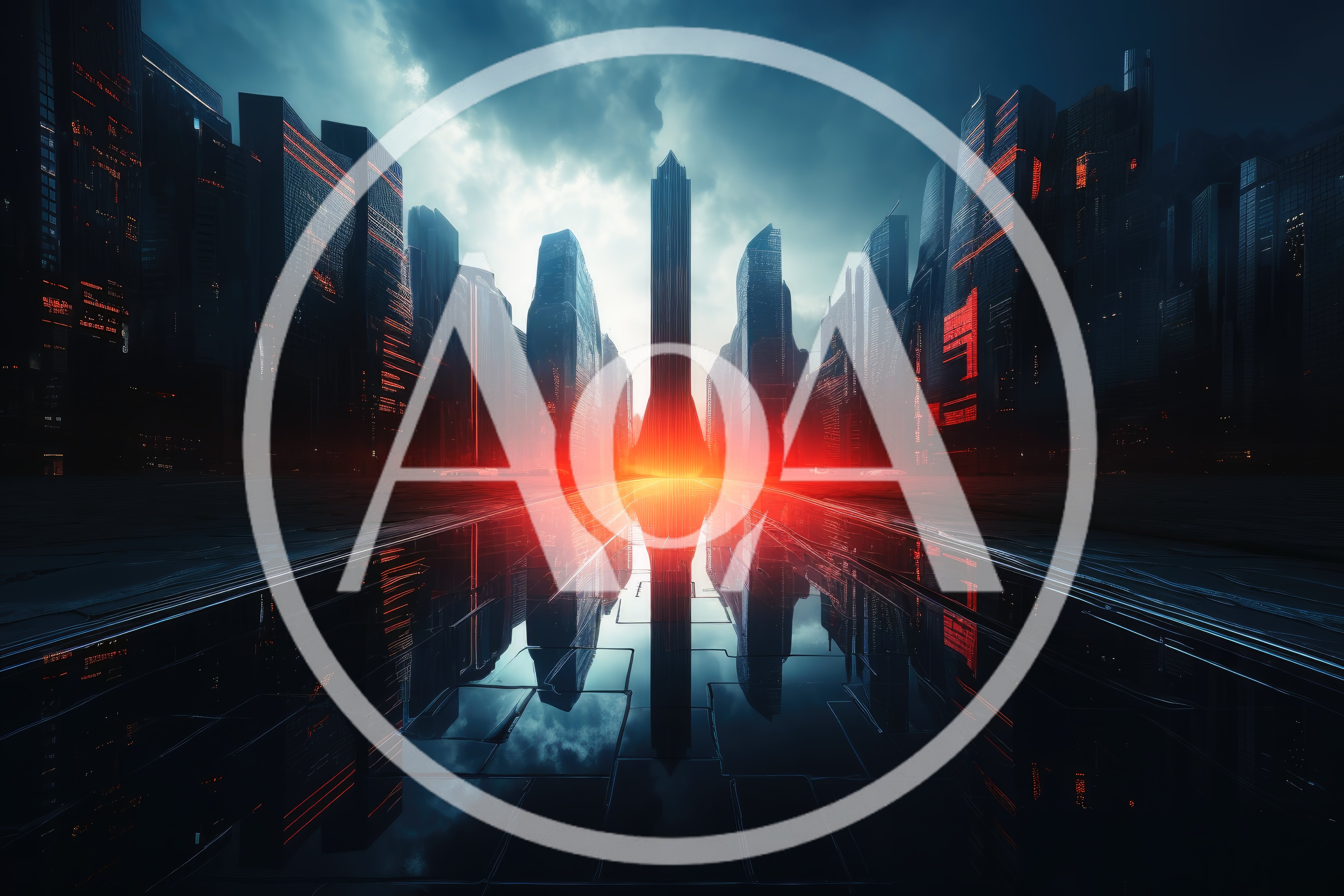Futuristic Cyberpunk Cityscape With Glowing Red Horizon