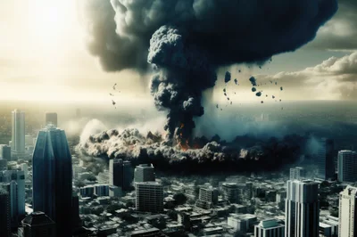 Catastrophic Nuclear Explosion Over A Modern City Skyline