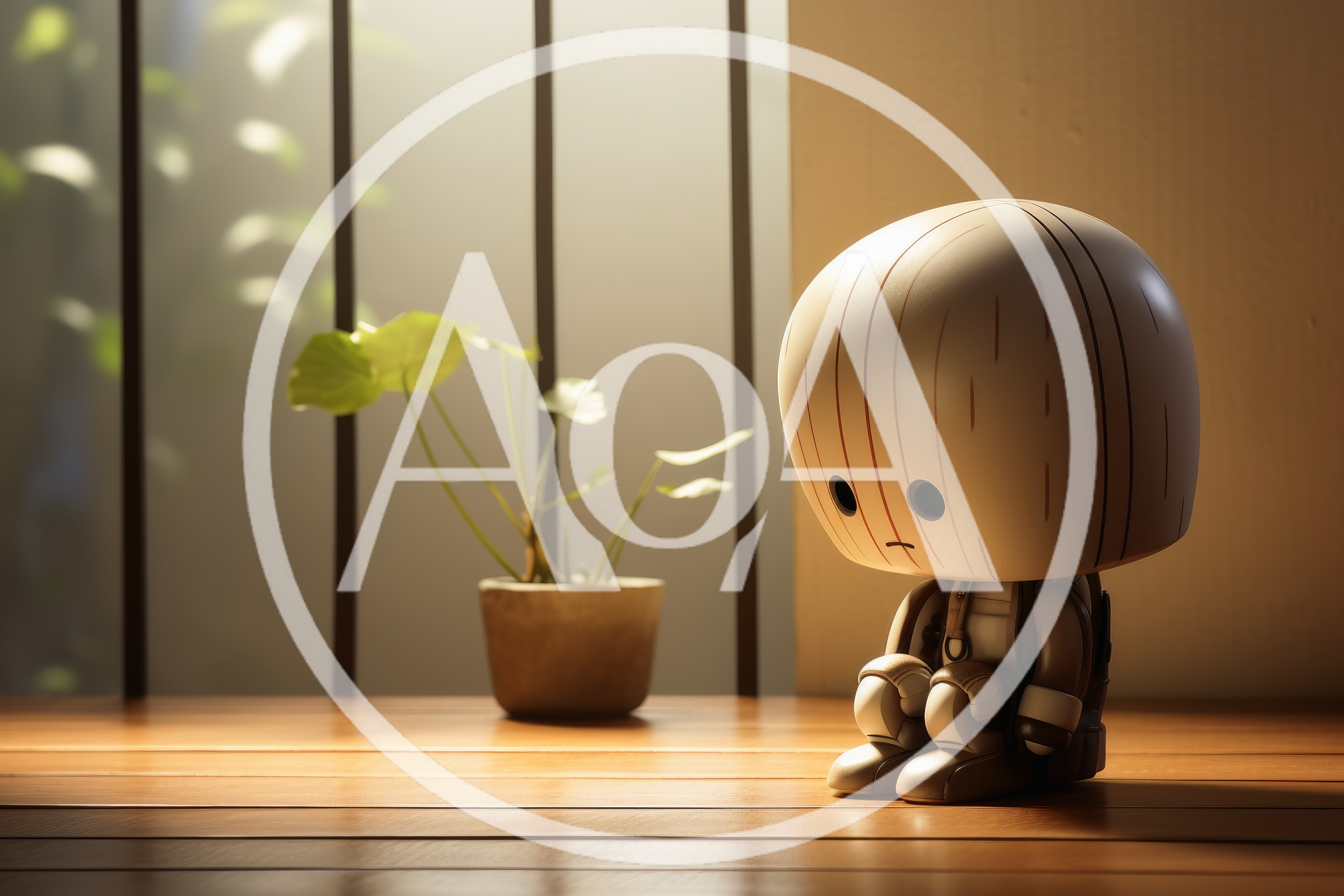 Sad Wooden Robot Figurine Sitting By A Window