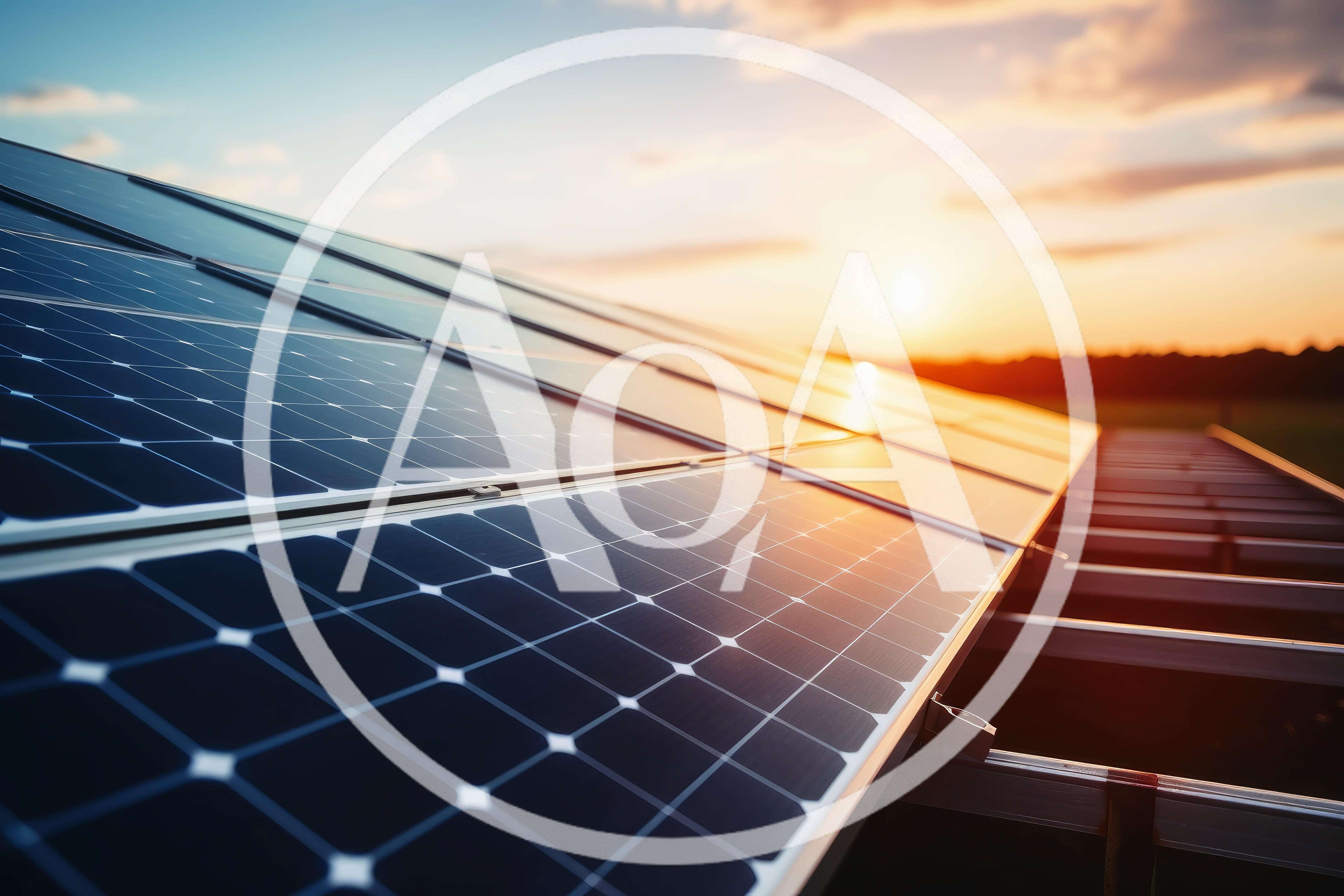 Solar Panel Array at Sunset