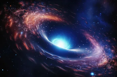 Cosmic Black Hole Swirling In Deep Space