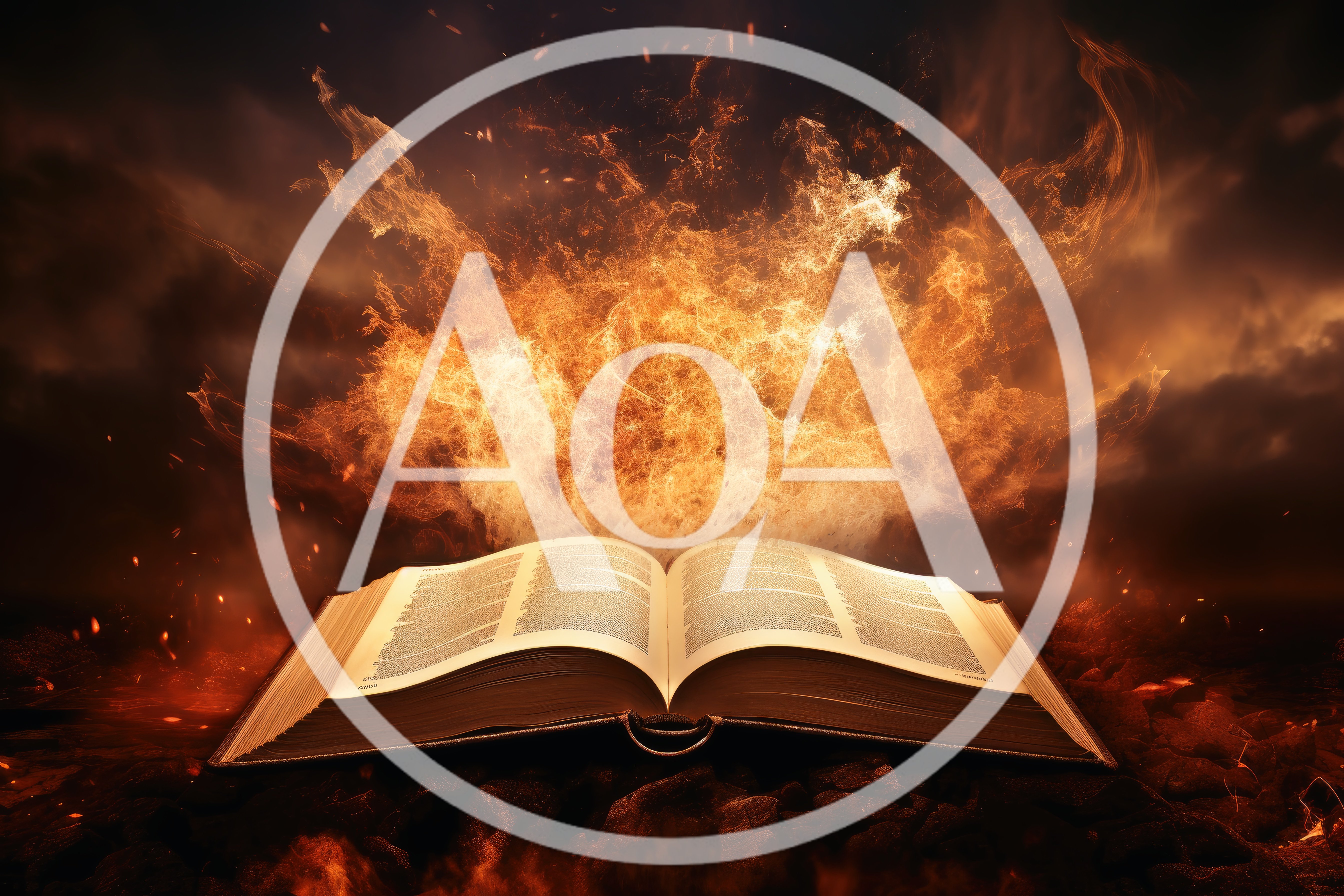 Open Book With Magical Fire Erupting From Pages