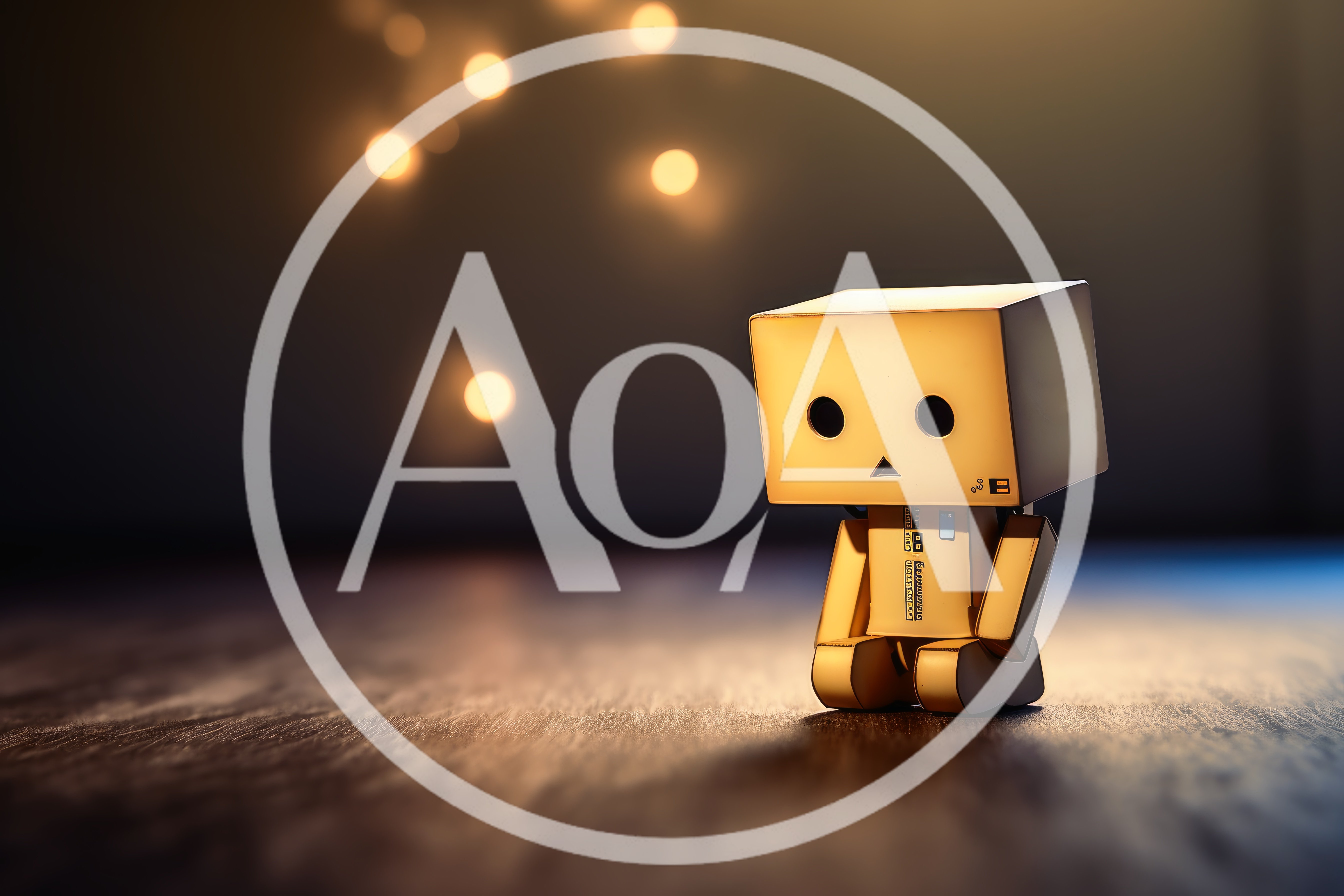 Danboard Cardboard Robot Figure Sitting On Wooden Floor