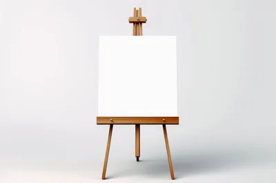 Wooden Artist Easel With Blank White Canvas