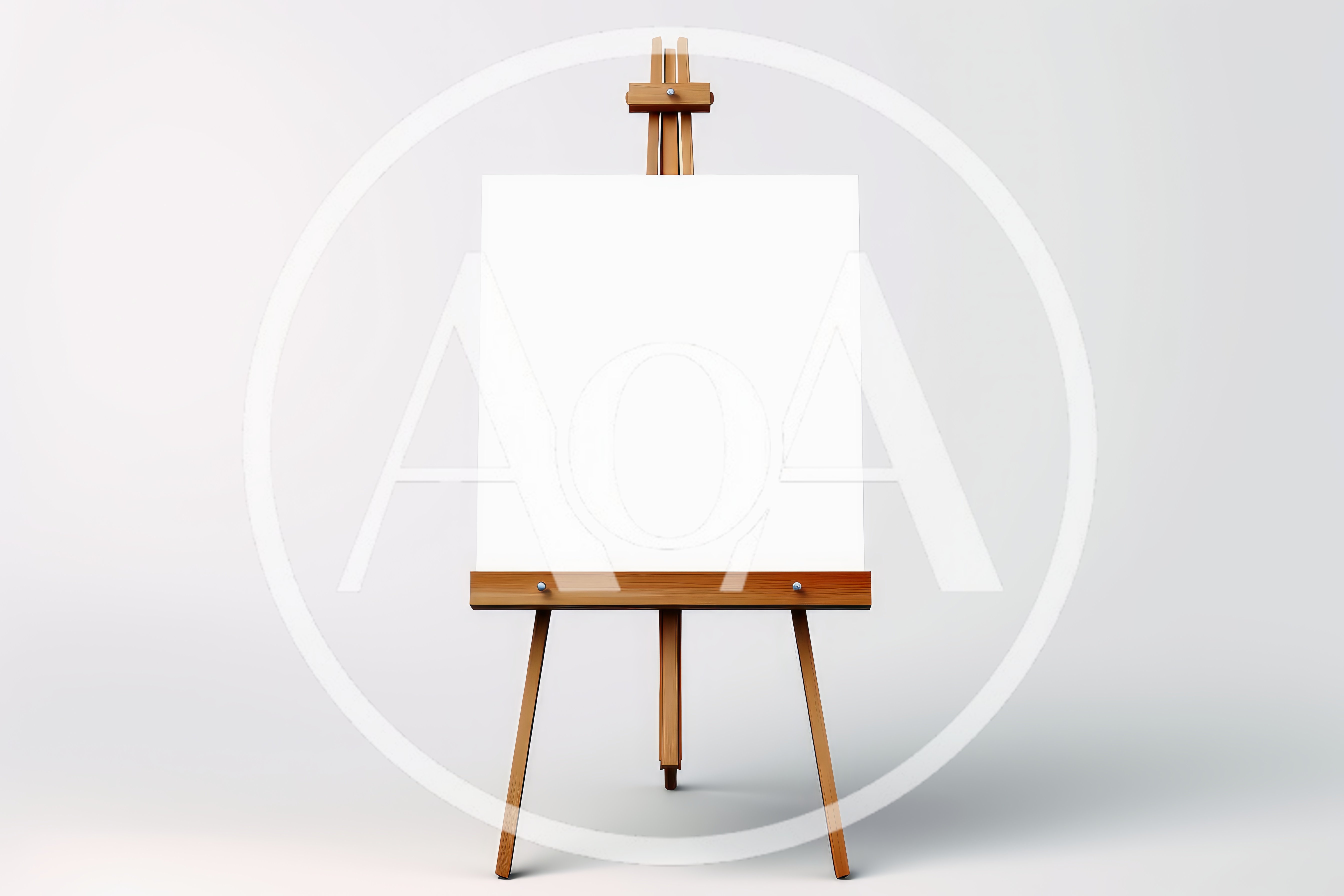 Wooden Artist Easel With Blank White Canvas