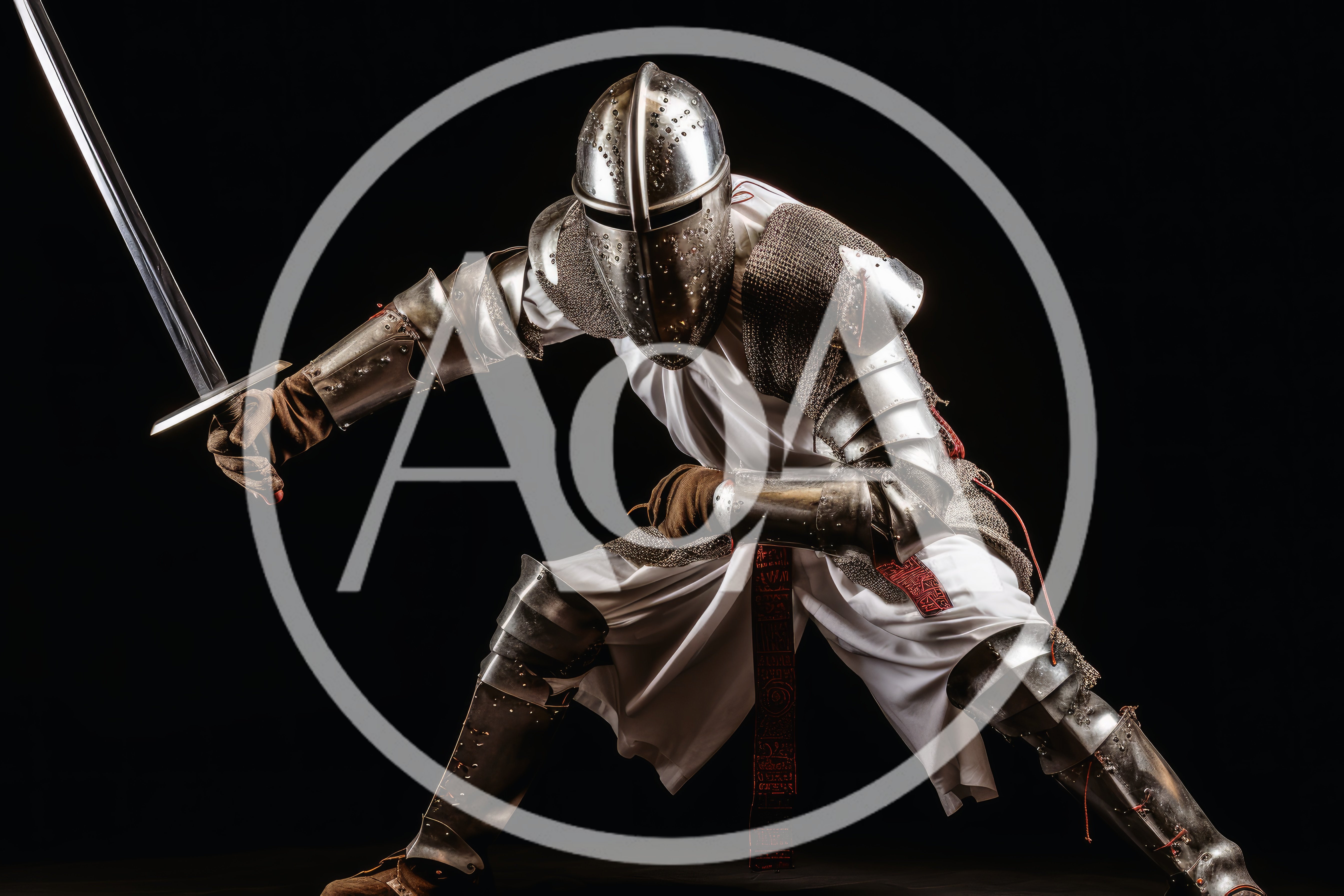Medieval Knight In Full Armor Holding A Sword