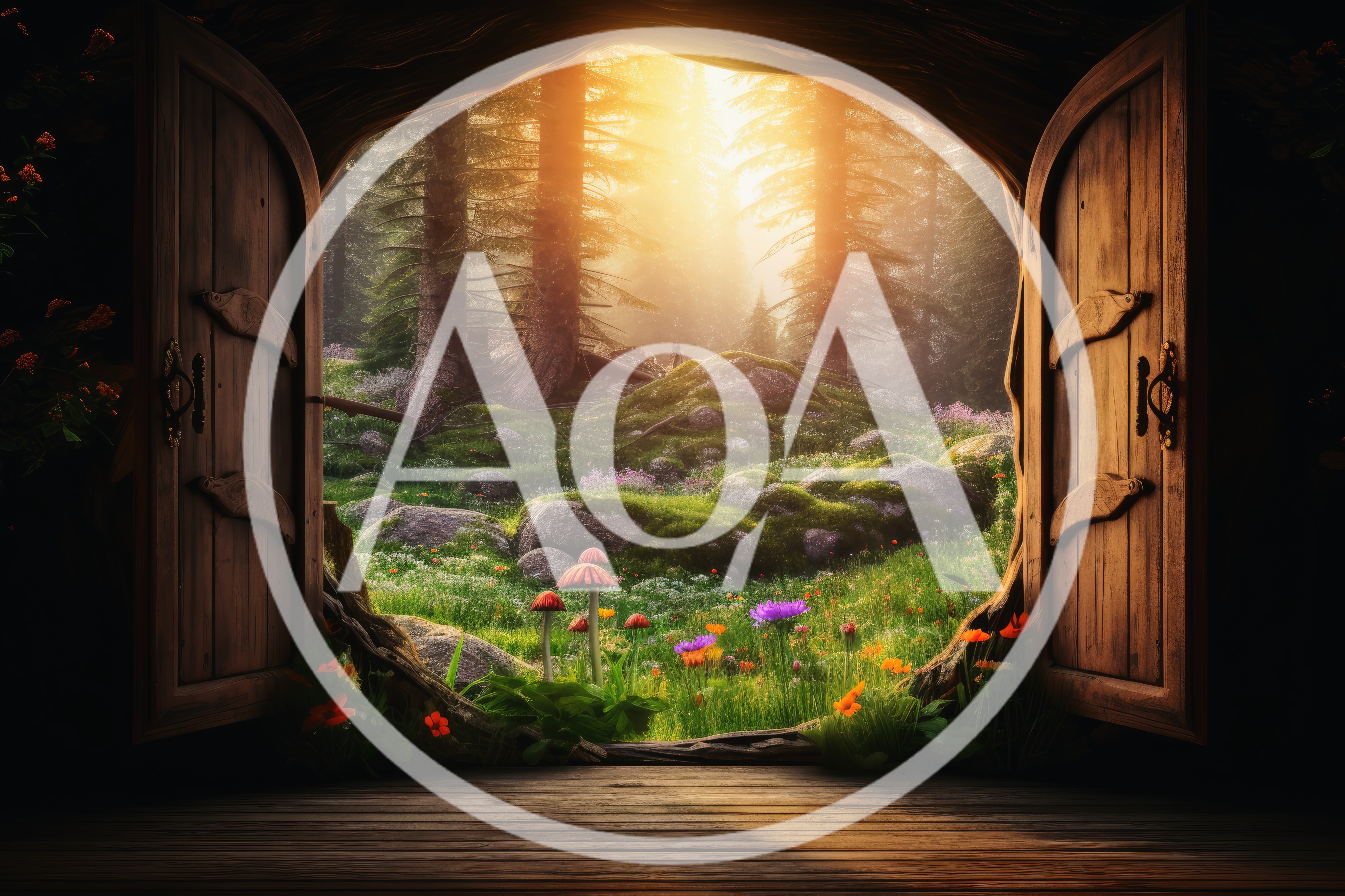 Open Wooden Doorway To A Magical Enchanted Forest