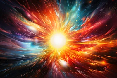 Abstract Cosmic Explosion With Vibrant Radiant Light