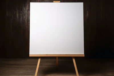 Blank White Canvas On Wooden Easel