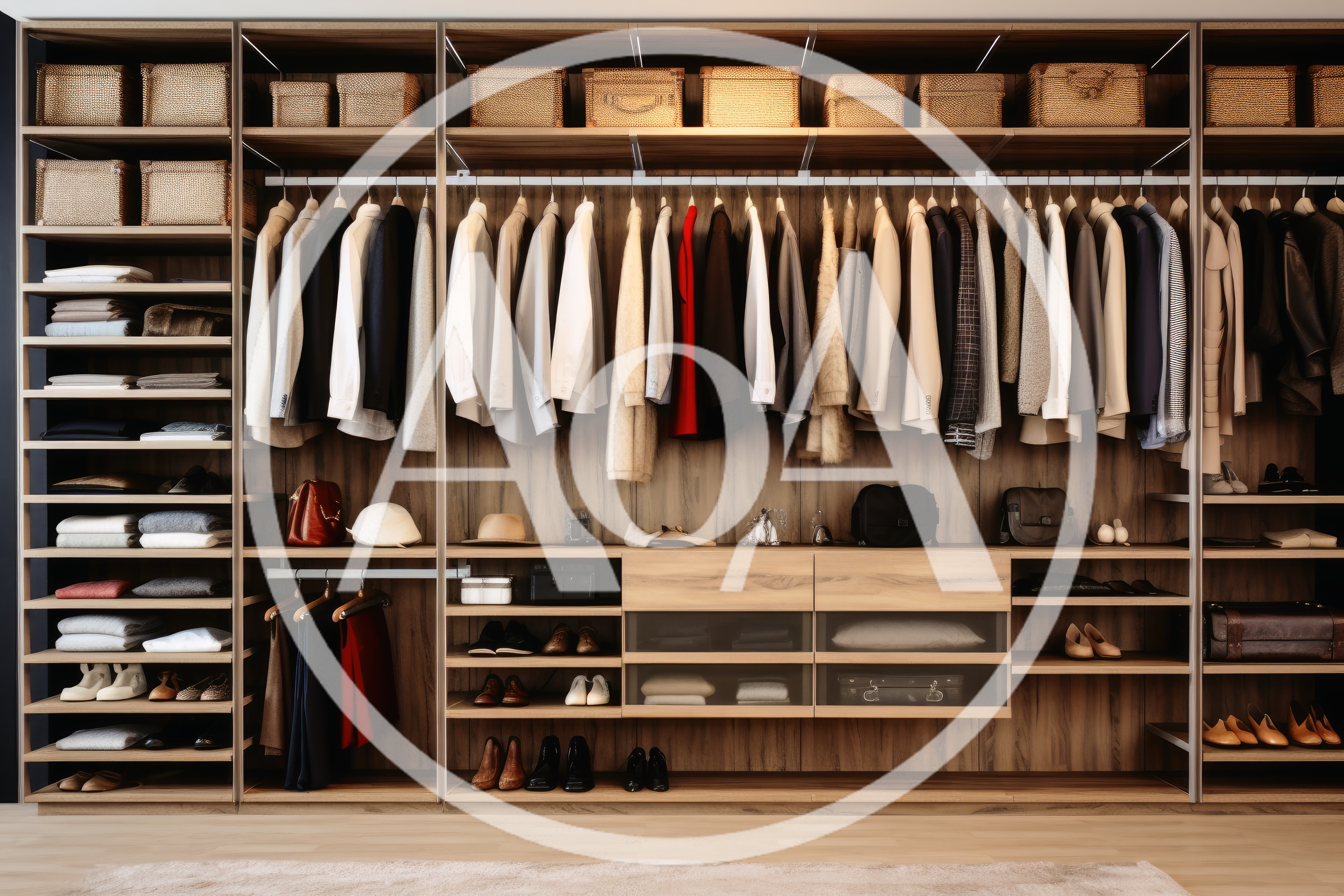 Modern Walk In Closet With Organized Clothing And Accessories