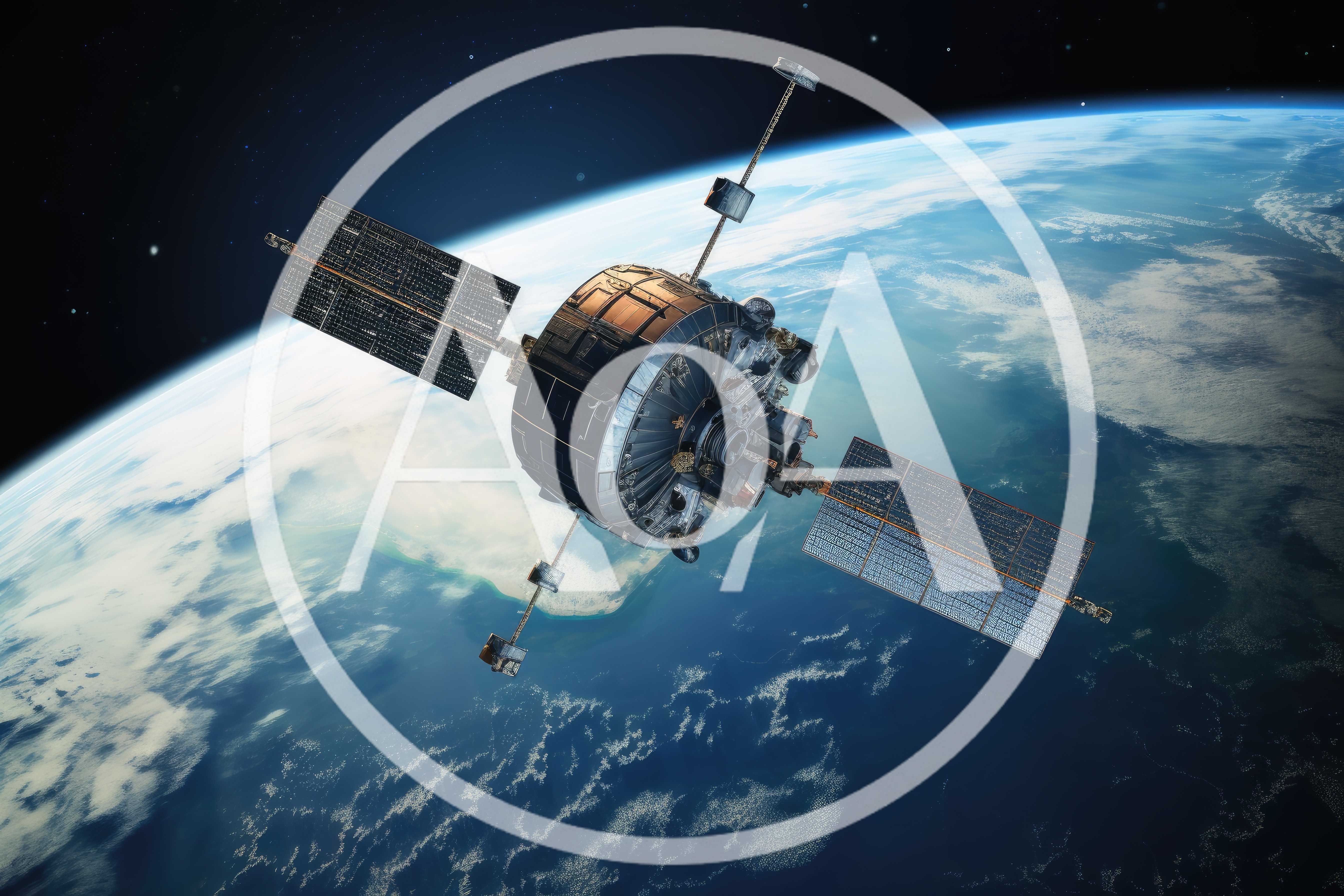 Artificial Satellite Orbiting Above Earth