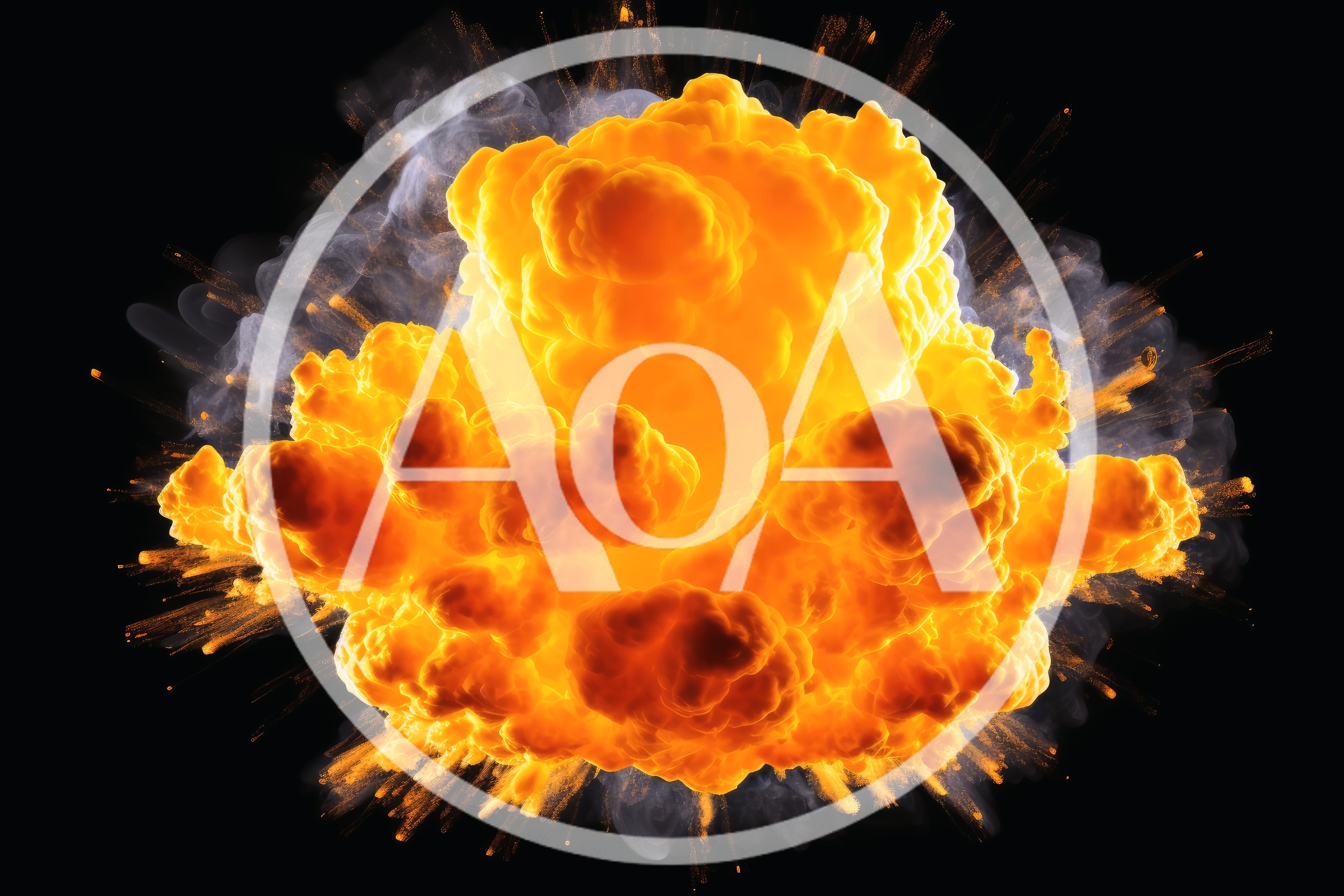 Massive Fiery Explosion With Glowing Orange Smoke Clouds