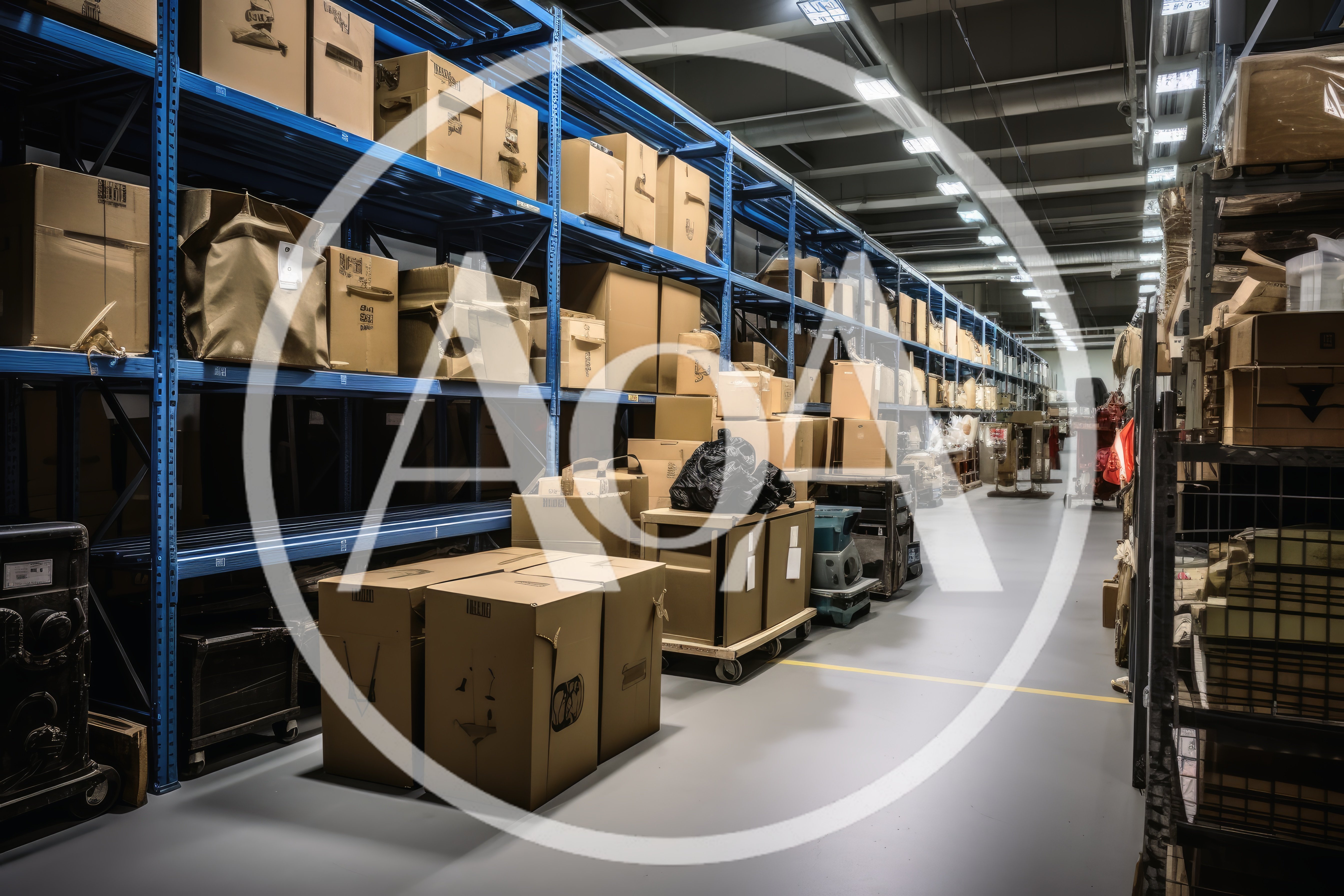 Industrial Warehouse Interior With Rows Of Storage Shelving