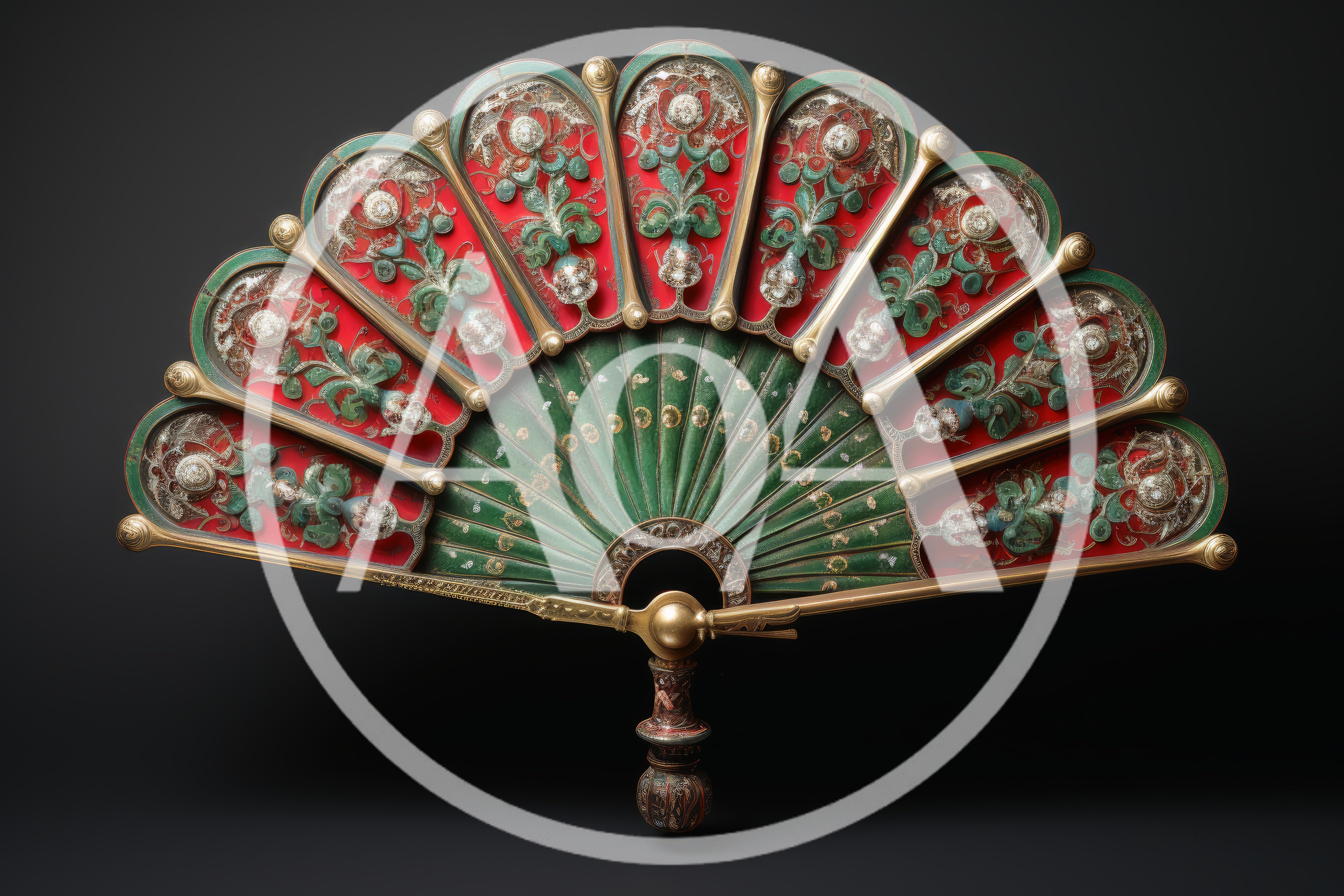 Ornate Antique Folding Fan With Intricate Floral Details