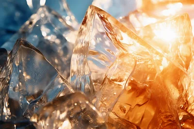 Macro Close Up Of Glowing Ice Cubes