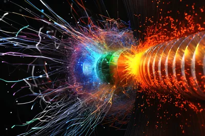 Abstract Energy Explosion With Glowing Particles And Light Trails