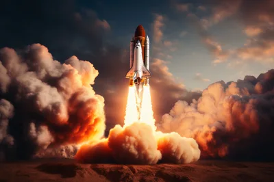 Space Shuttle Launching Into The Atmosphere