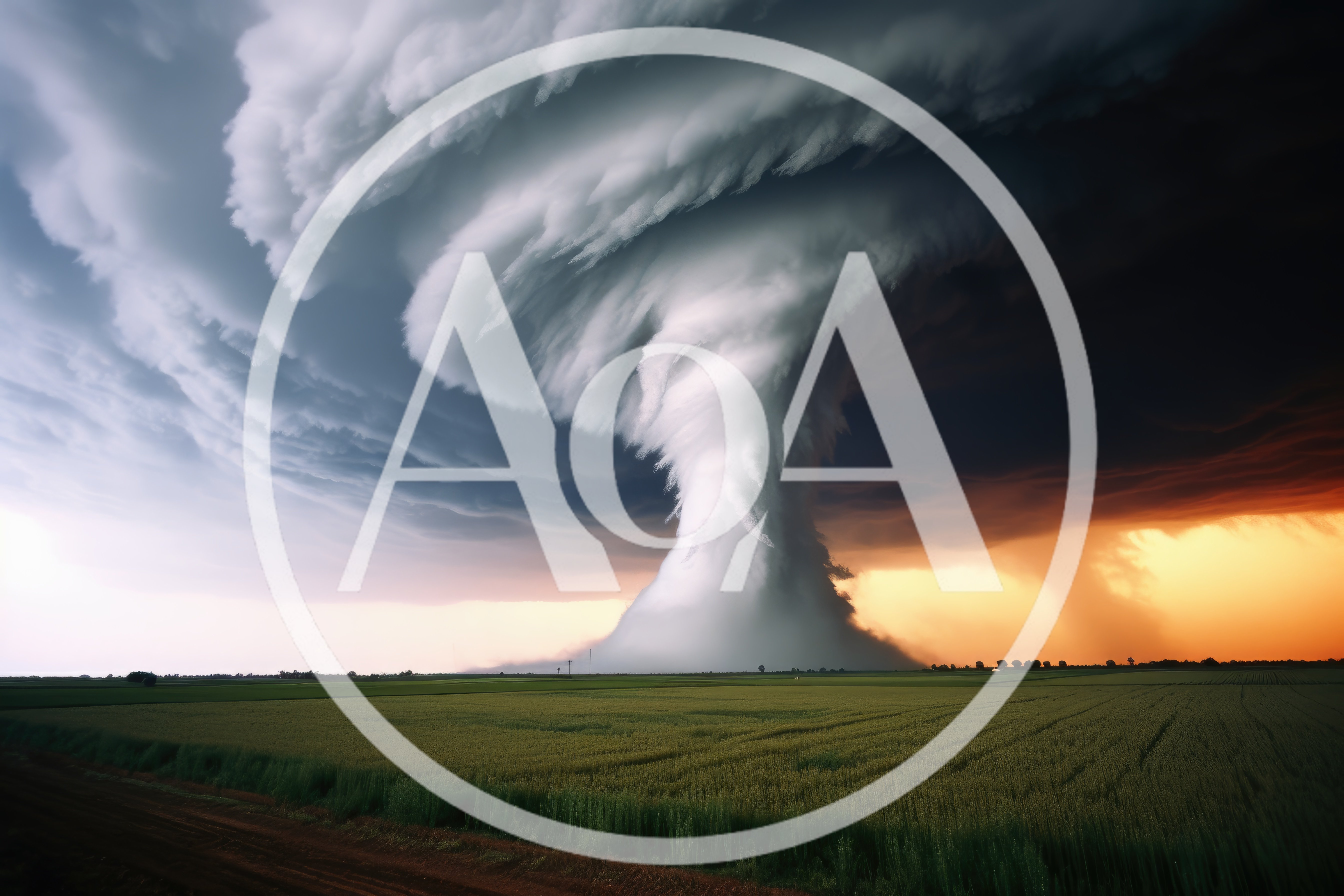 Massive Supercell Tornado Over A Green Wheat Field