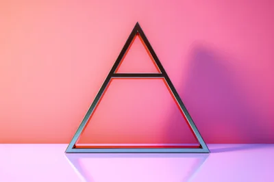 Metallic Triangle Frame With Horizontal Bar On Gradient Background