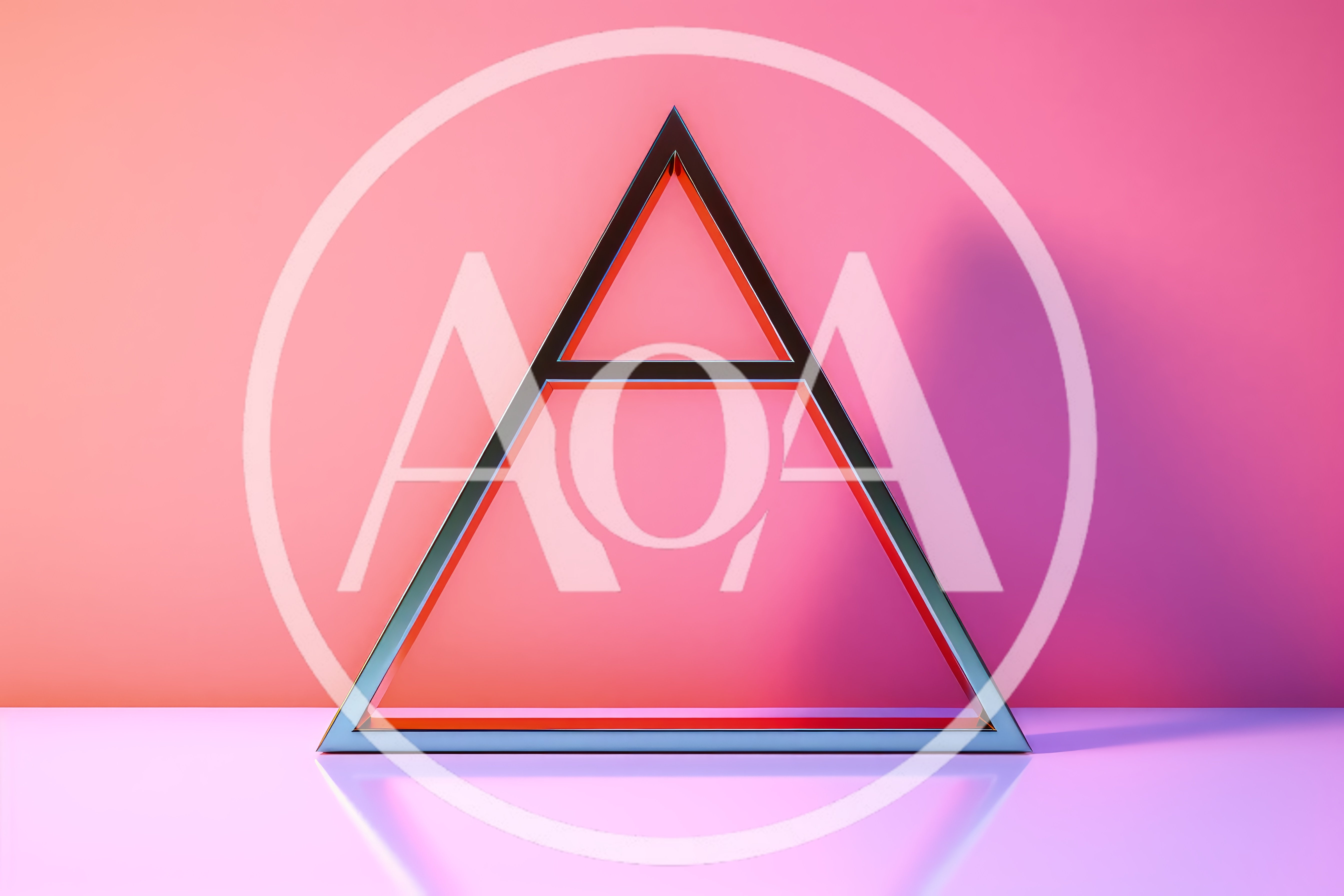 Metallic Triangle Frame With Horizontal Bar On Gradient Background