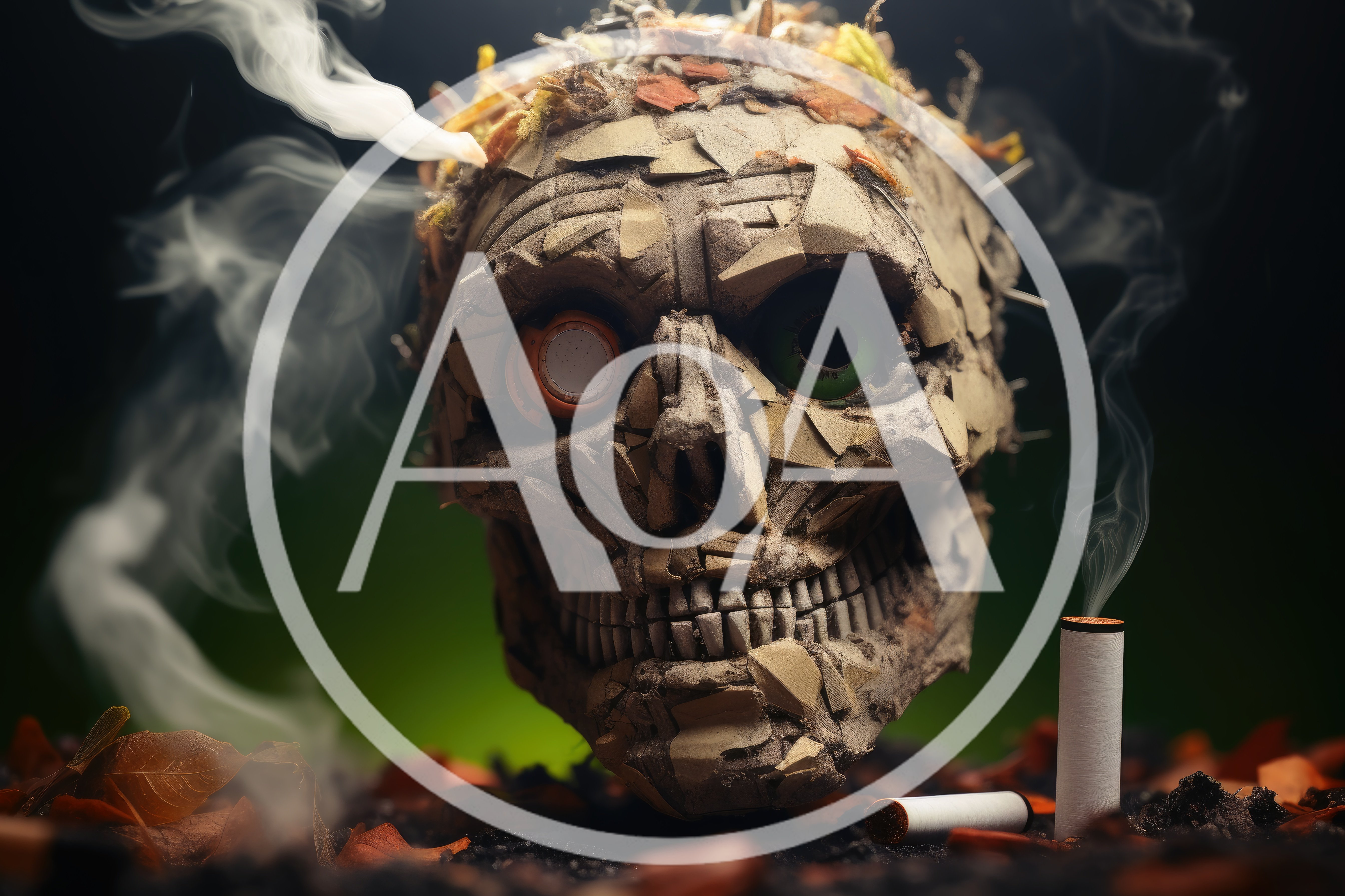 Surreal Collage Skull With Cigarettes And Smoke