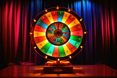 Illuminated Colorful Prize Wheel On Stage