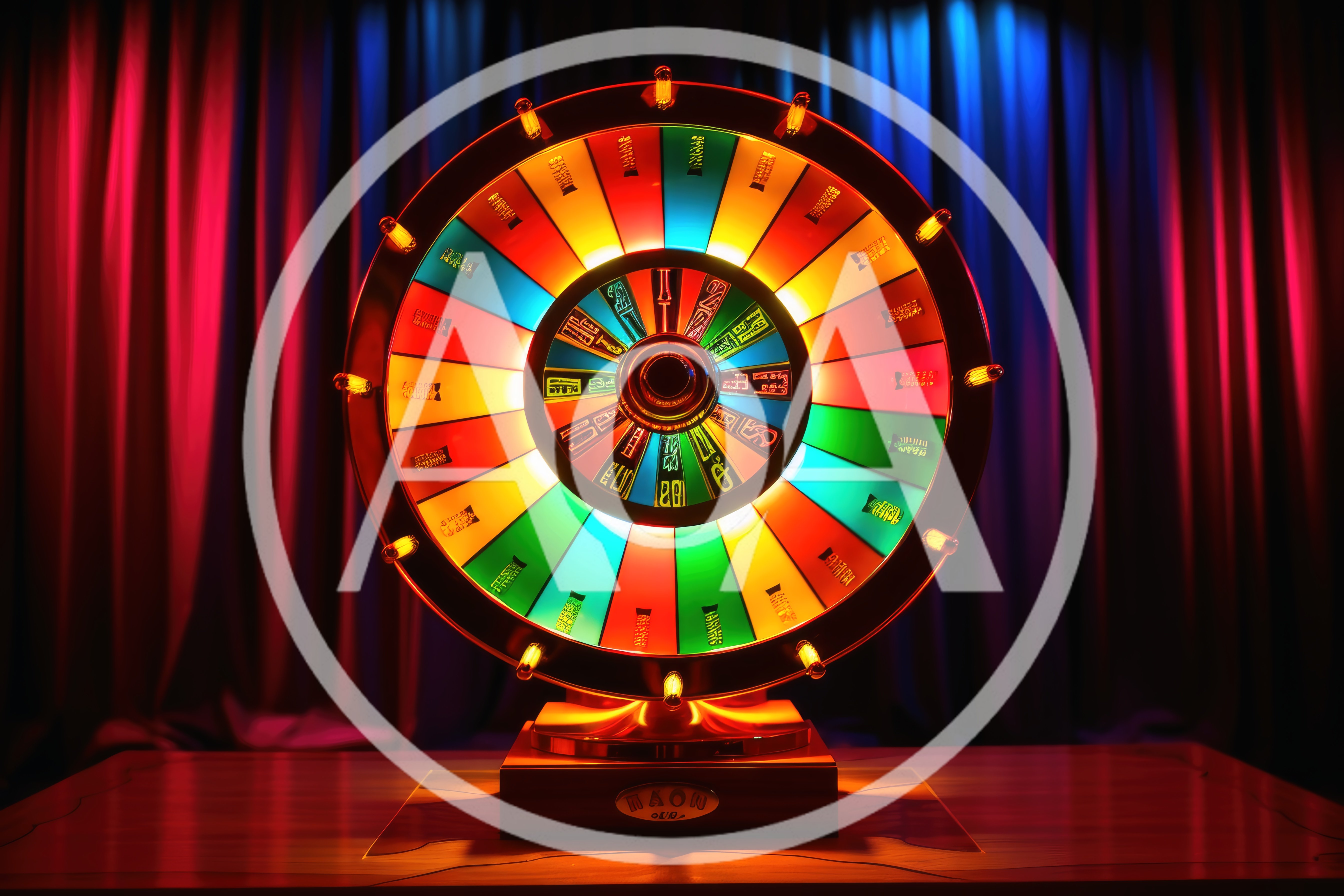Illuminated Colorful Prize Wheel On Stage