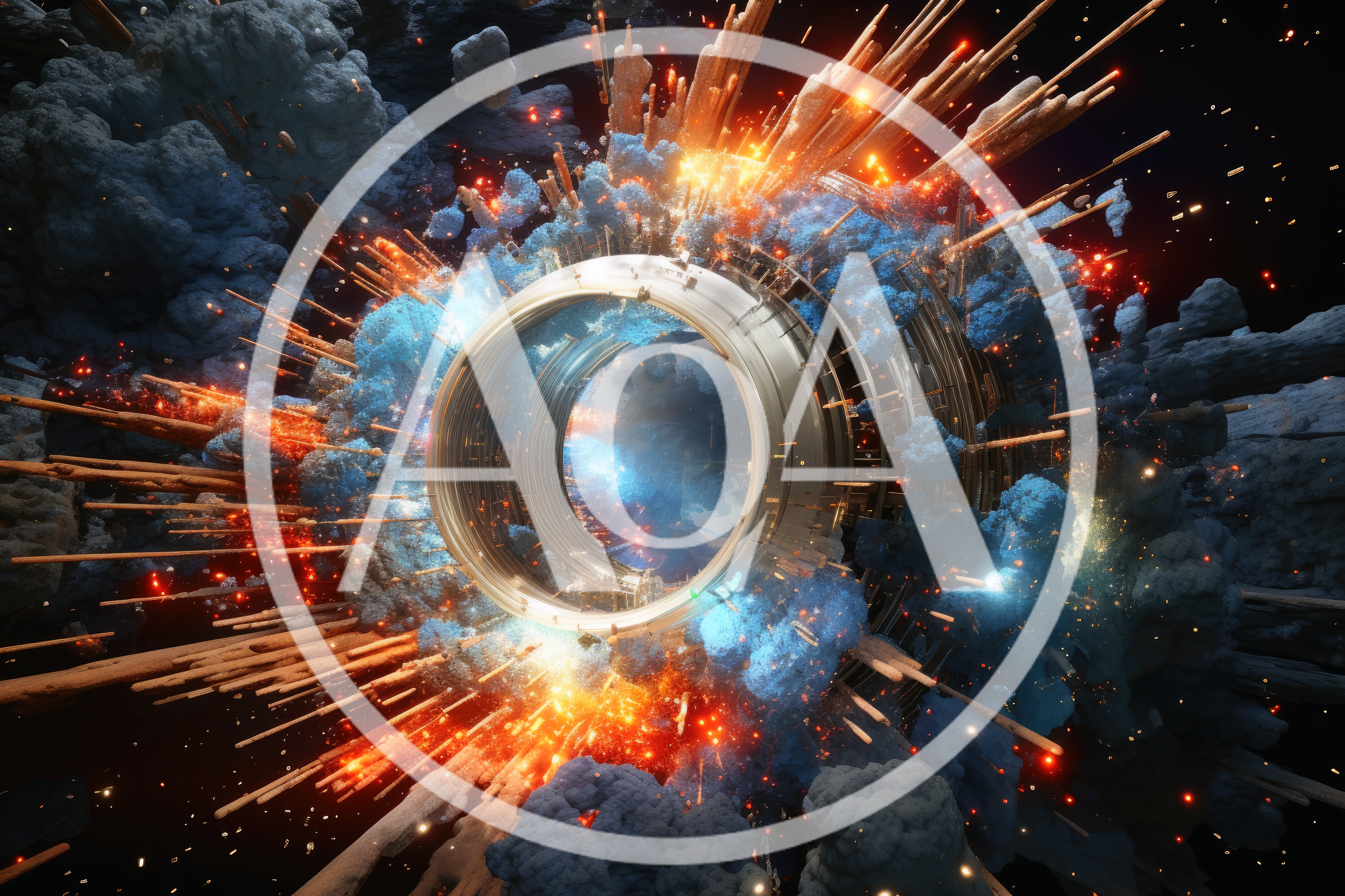 Futuristic Space Station Portal Exploding In Deep Space