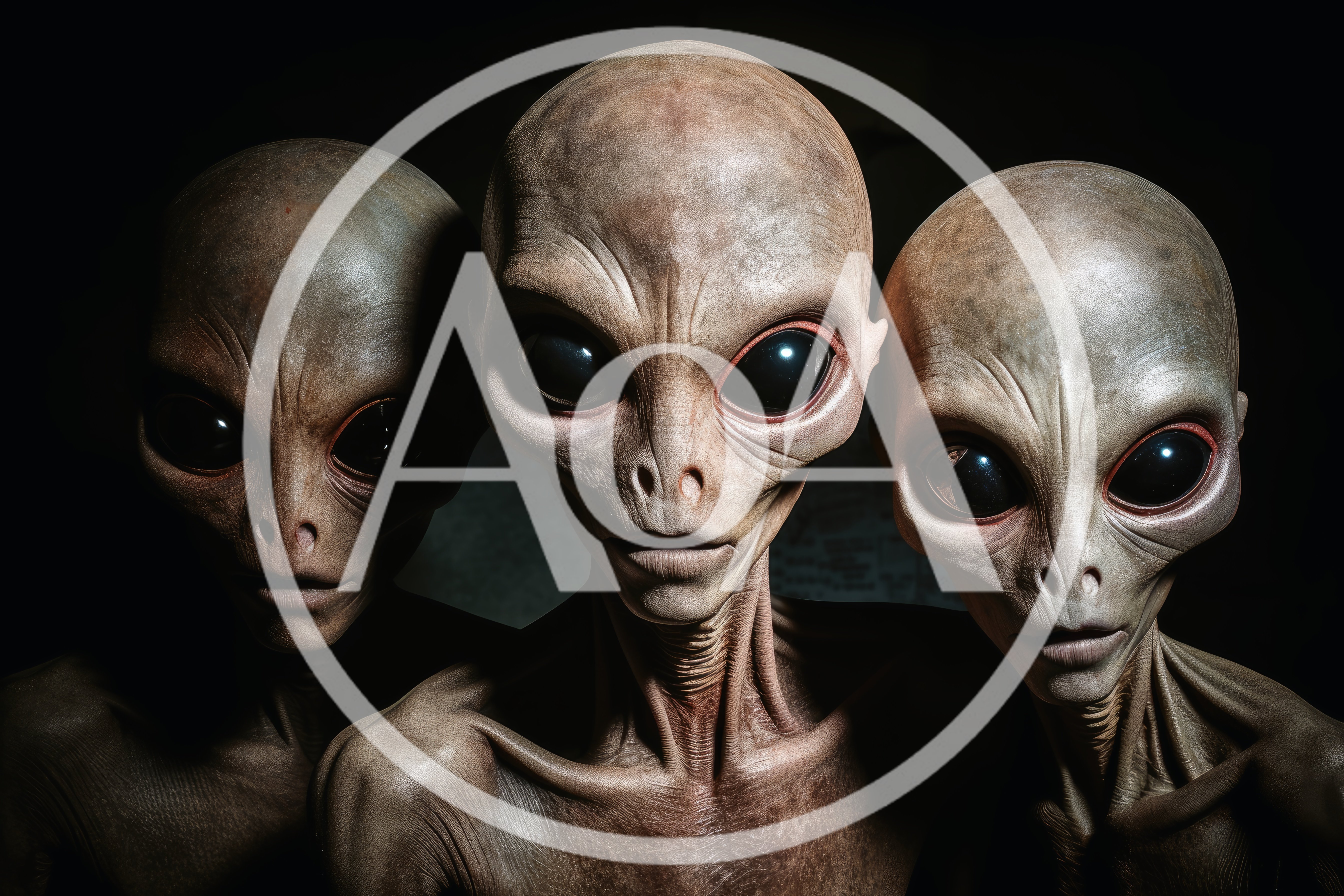 Three Realistic Extraterrestrial Beings In Dark Setting