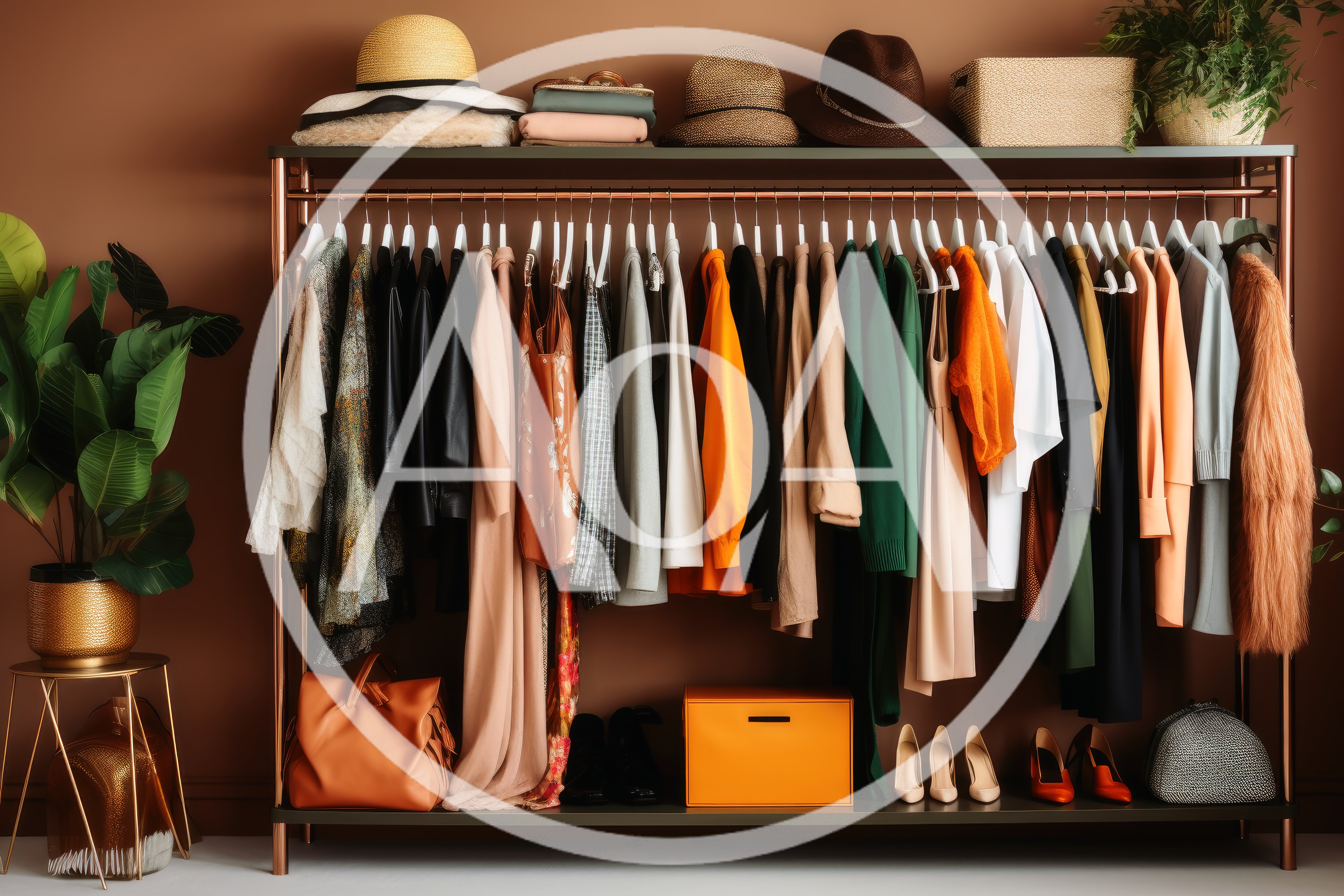 Modern Clothing Rack With Organized Apparel And Accessories