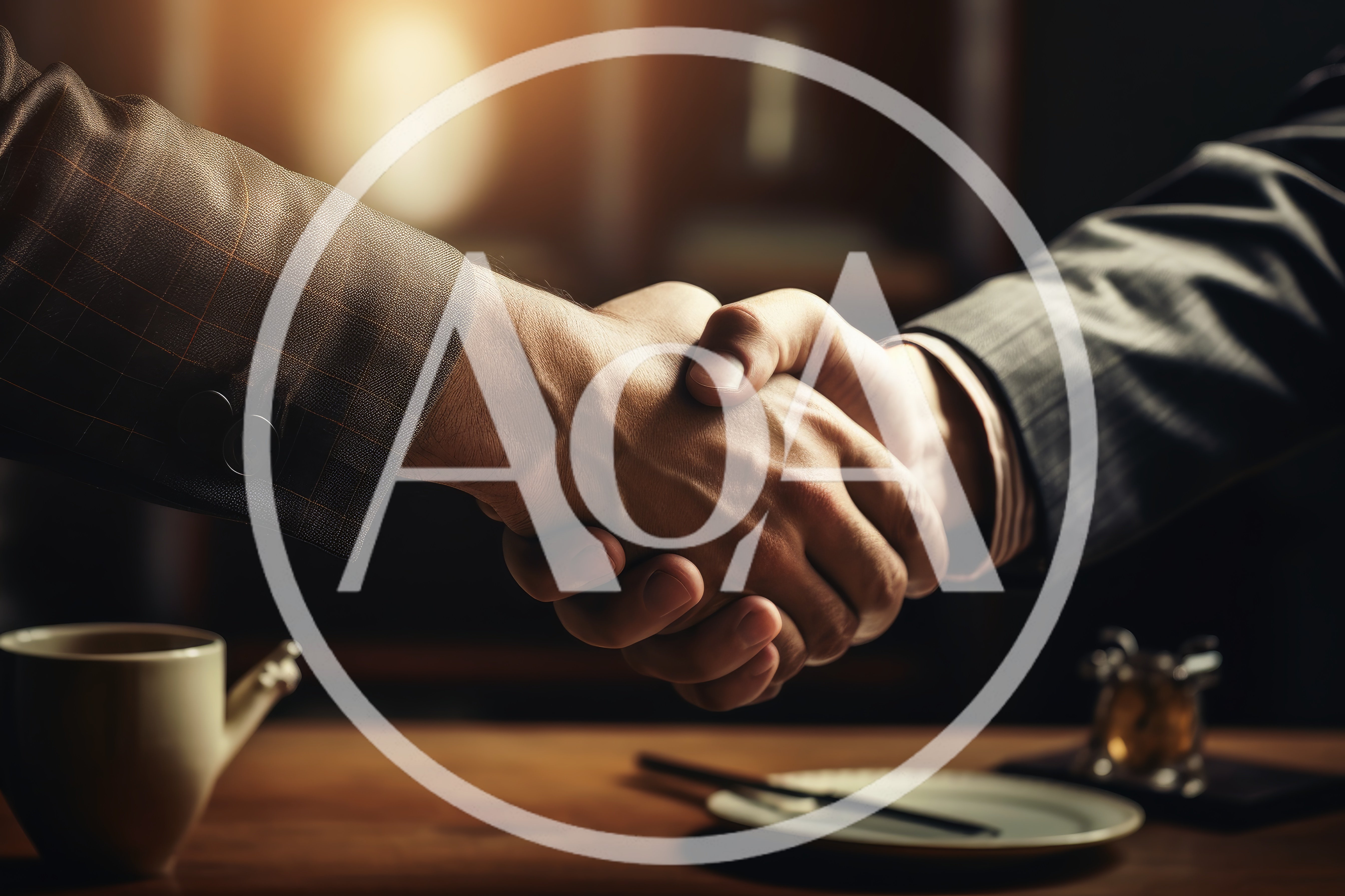 Business Professionals Shaking Hands Over A Meeting Table