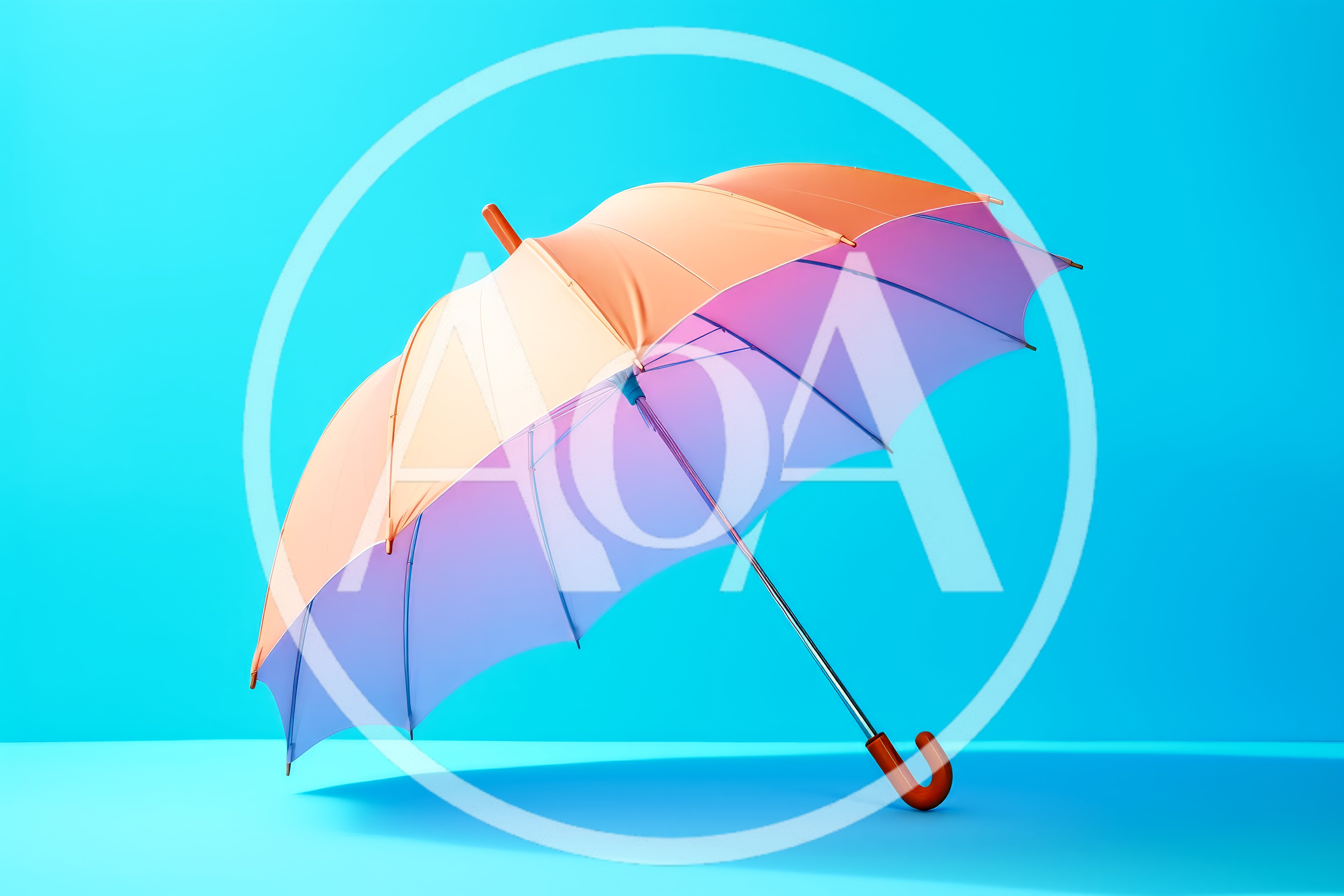 Gradient Umbrella Against A Bright Blue Background