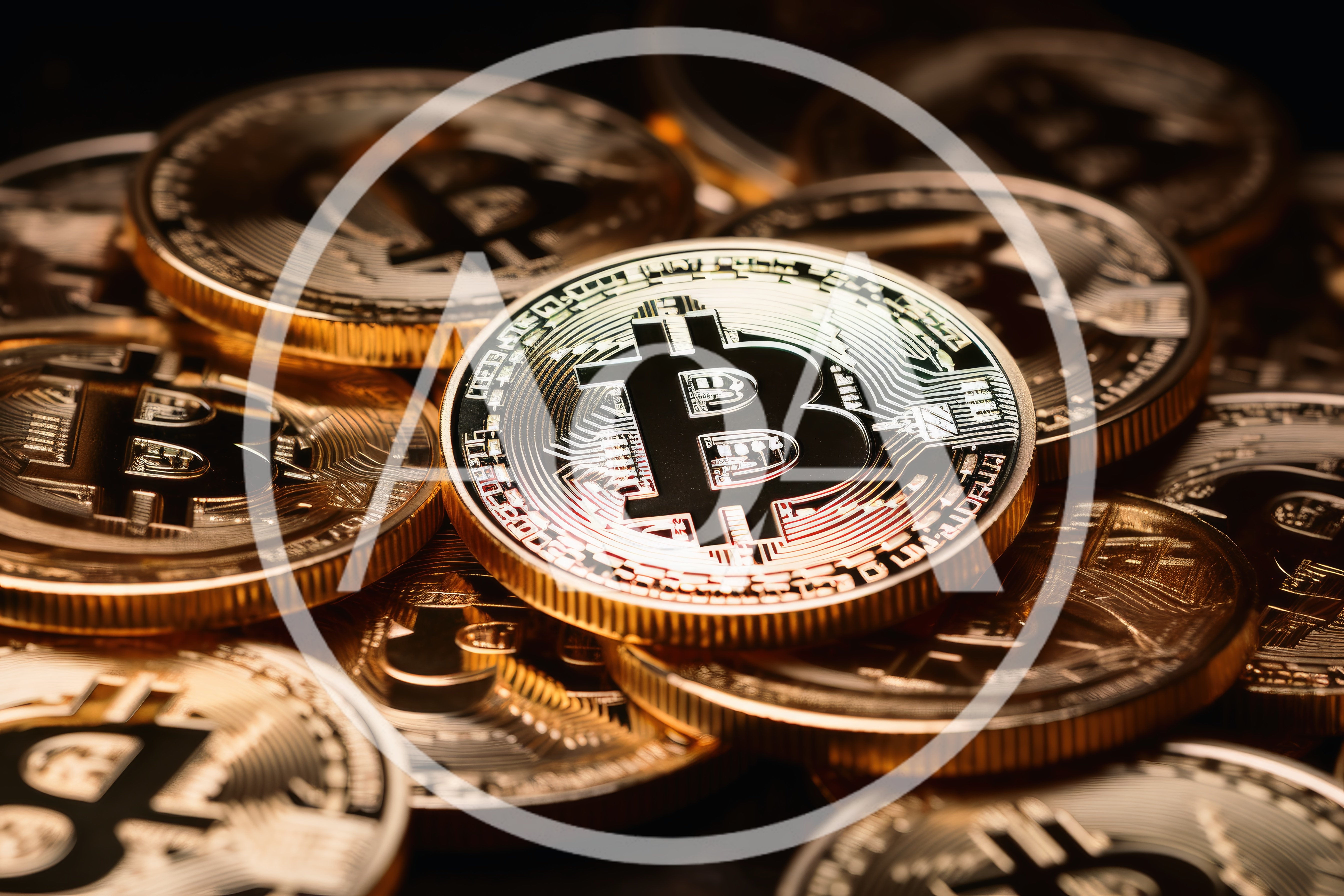 Pile Of Shiny Gold Bitcoin Cryptocurrency Coins