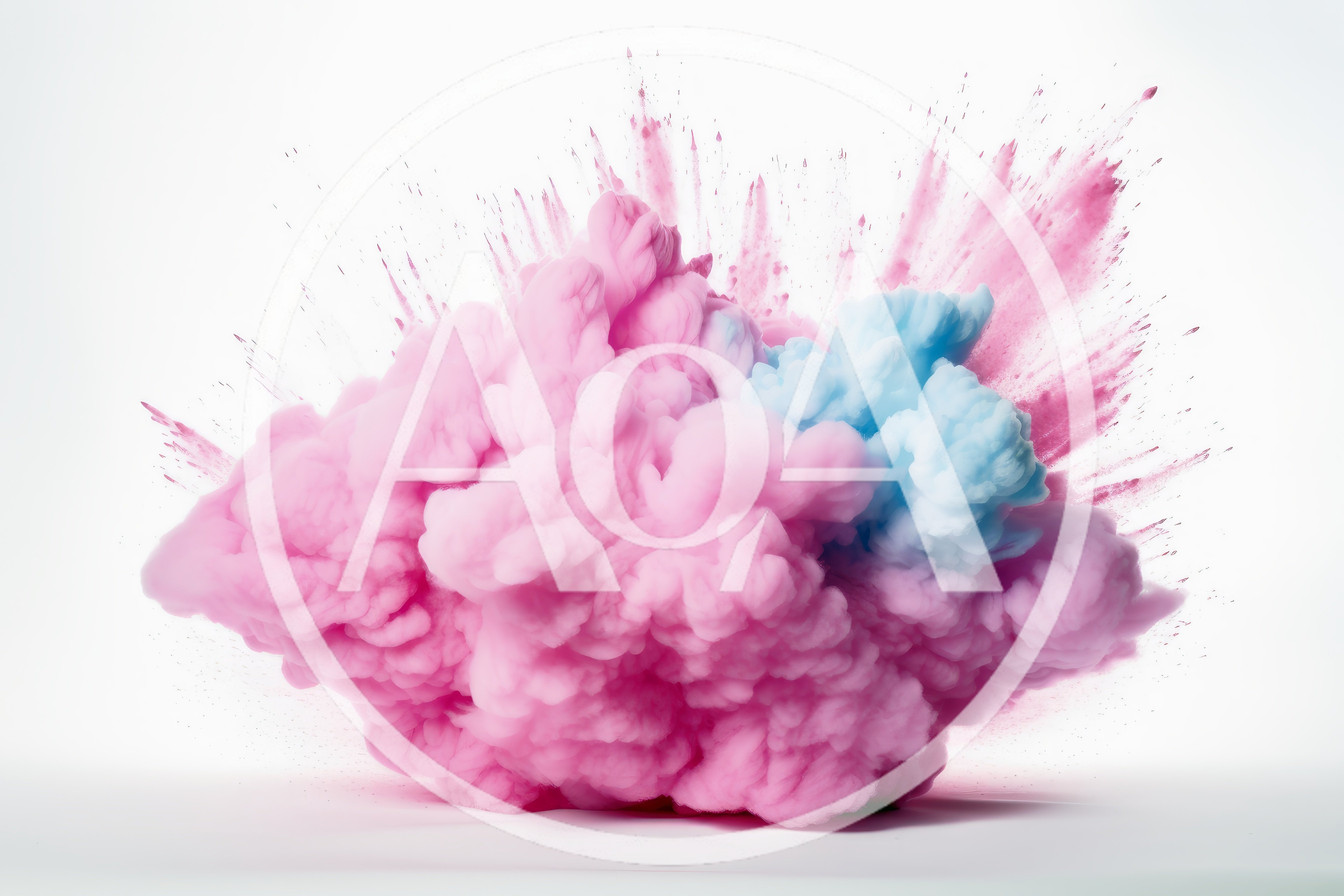 Pink And Blue Powder Explosion On White Background