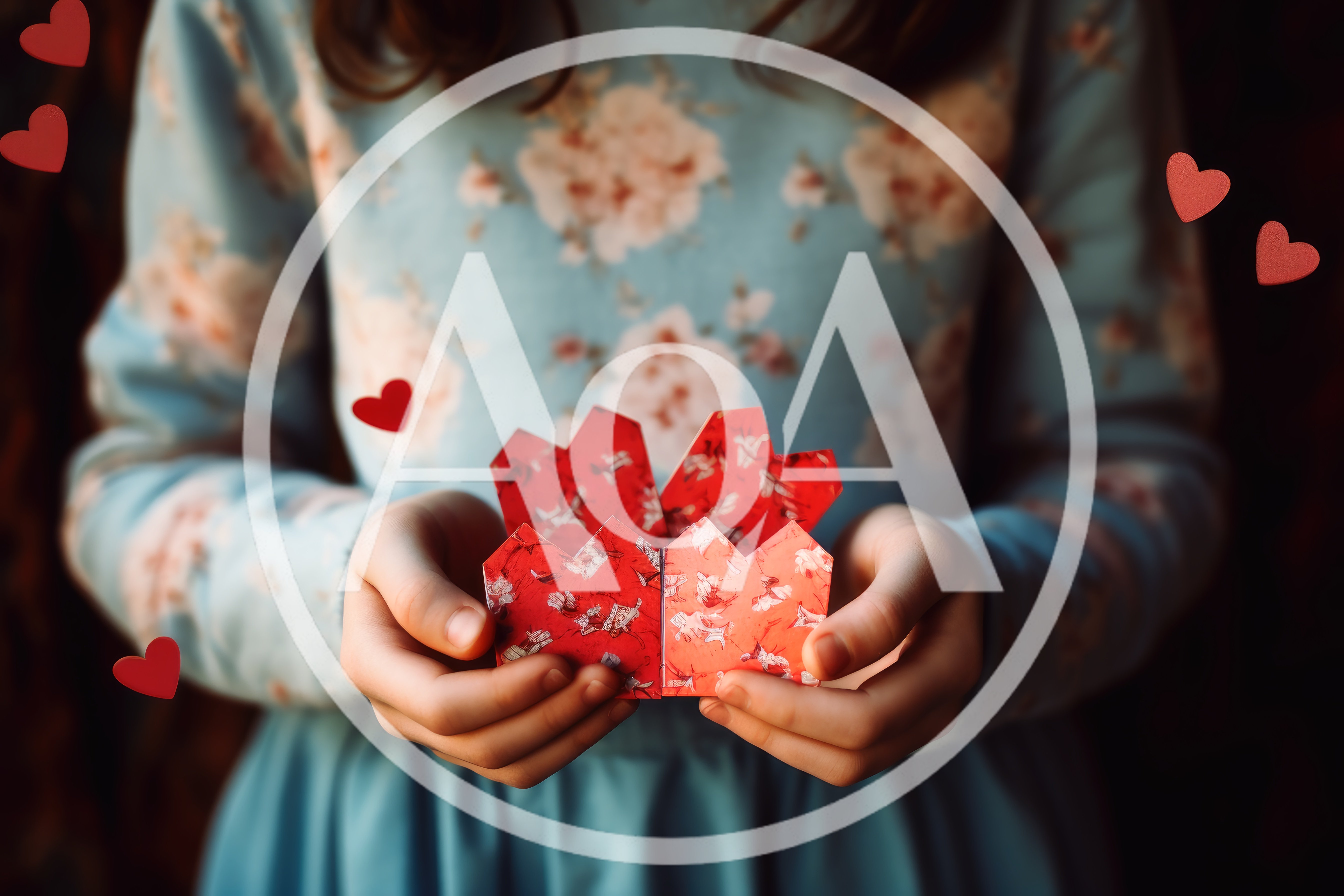 Young Girl Holding A Red Paper Heart Gift