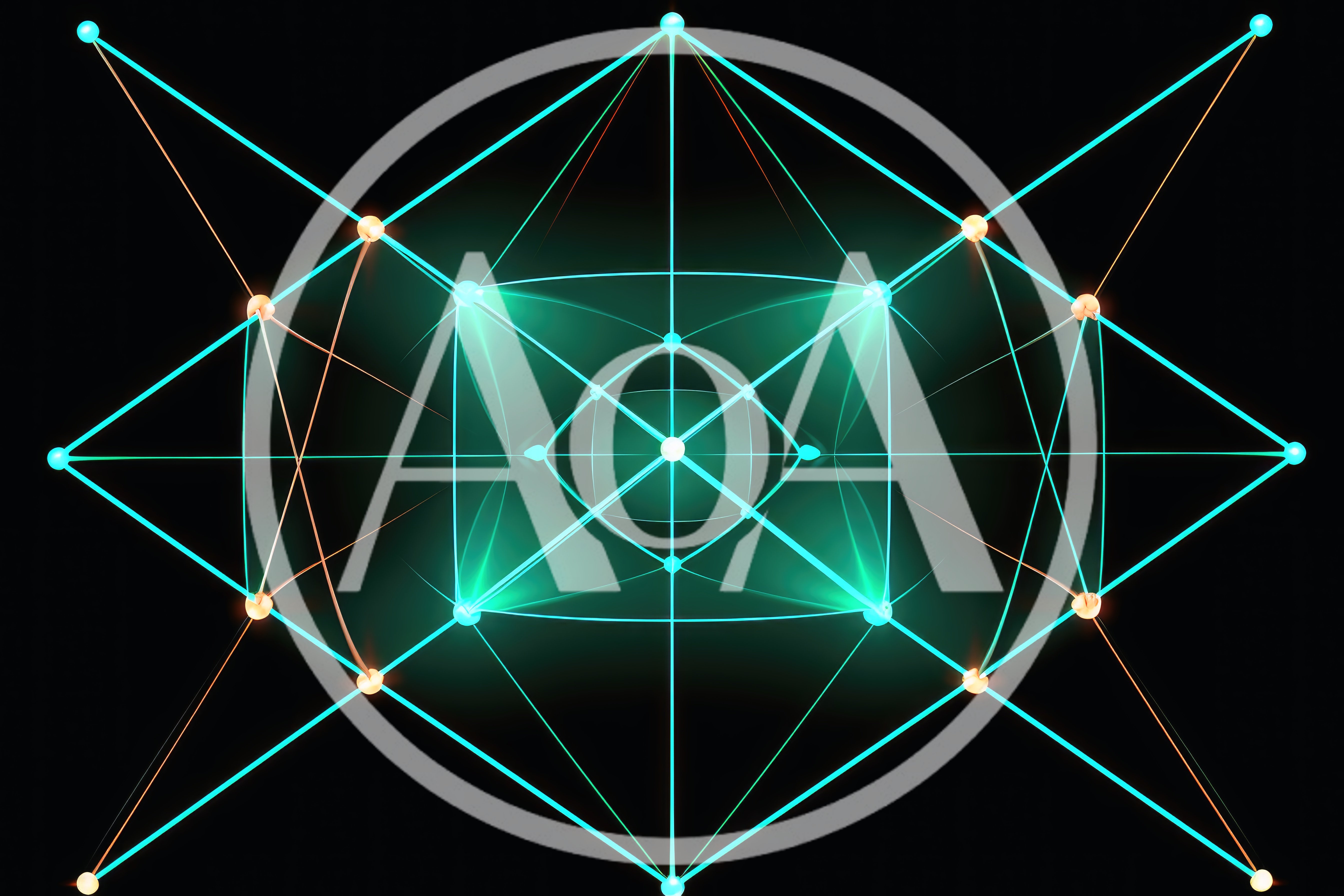 Abstract Geometric Network Structure With Glowing Nodes