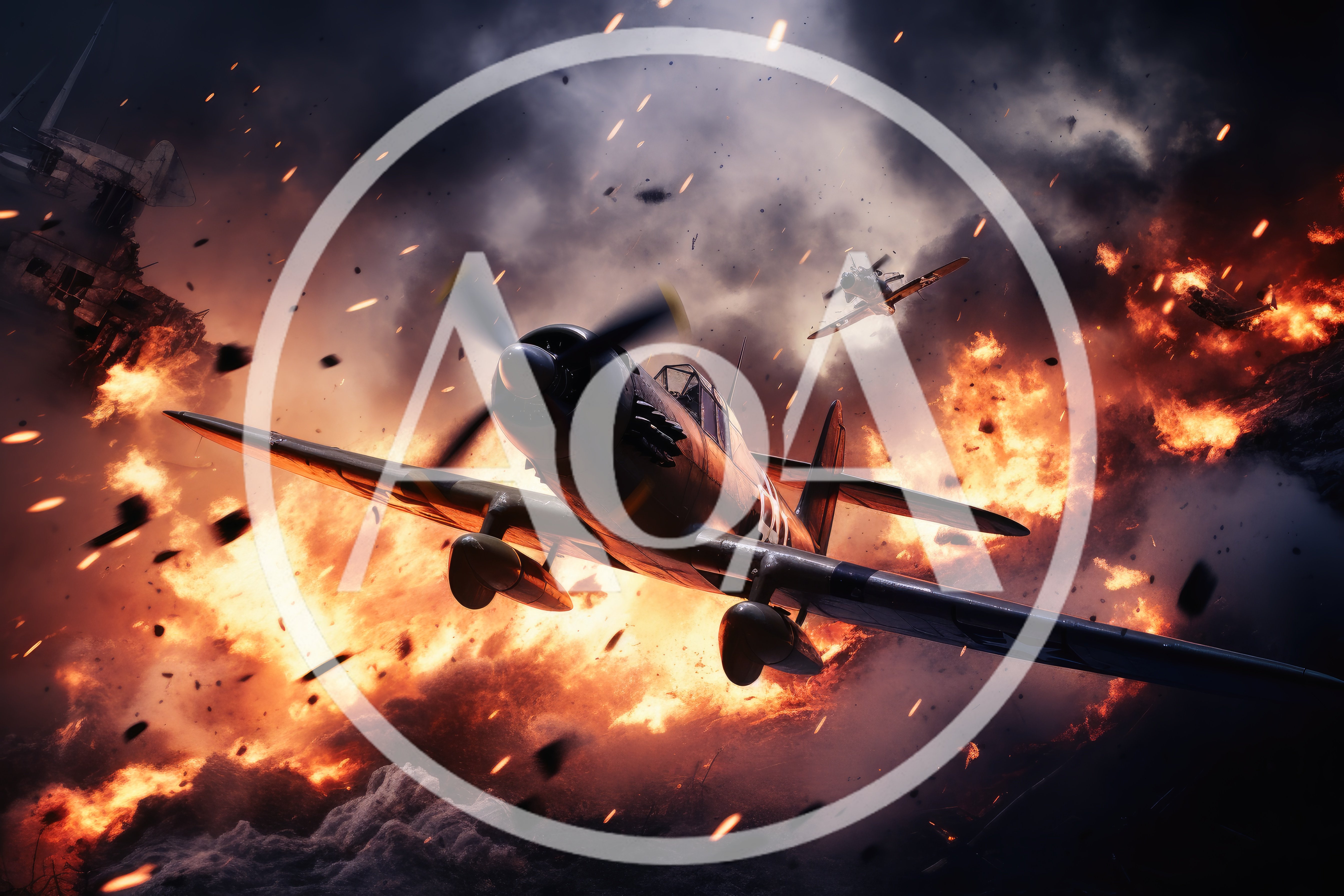 World War II Fighter Planes Flying Through Intense Fire