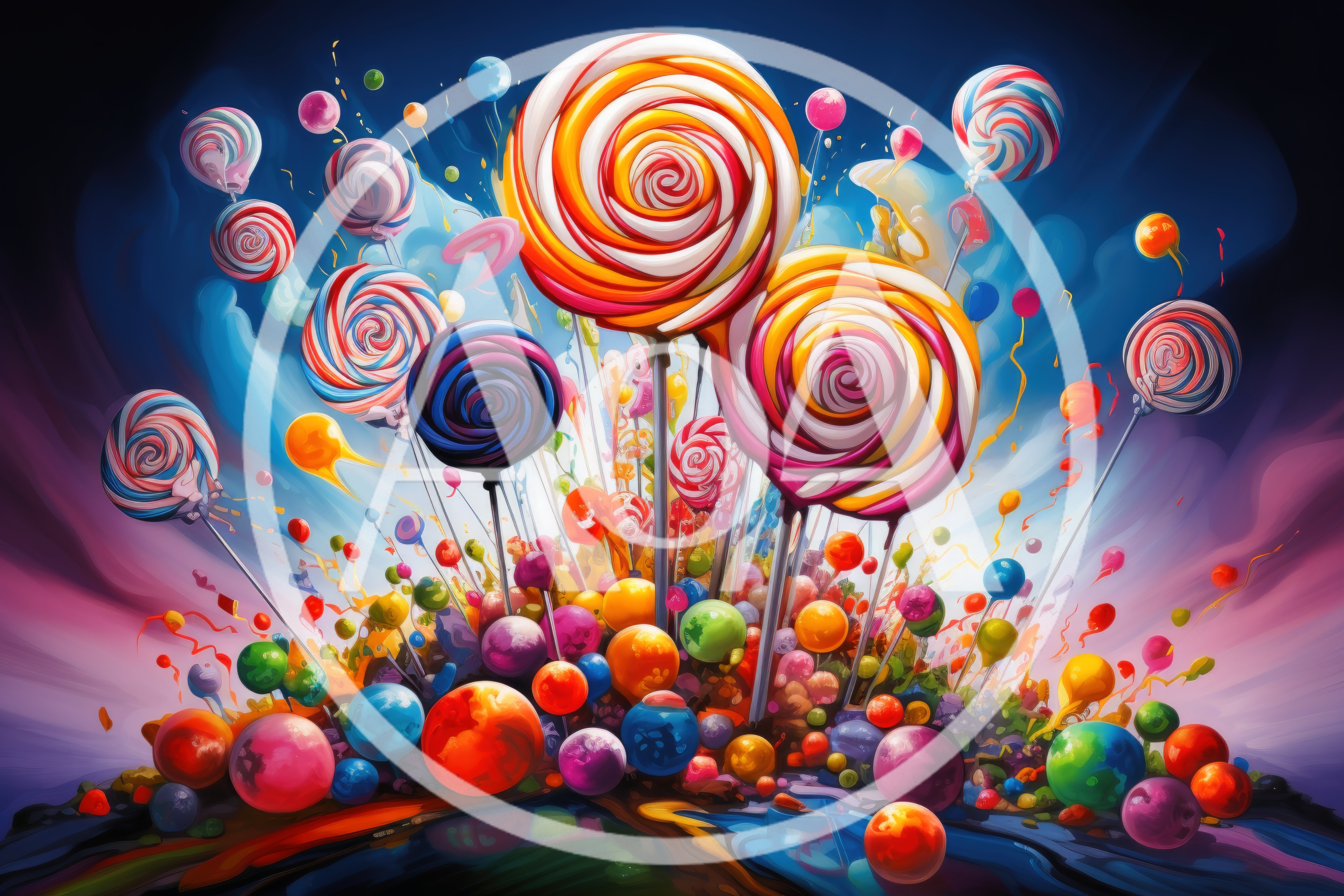 Vibrant Abstract Lollipops And Candy Spheres